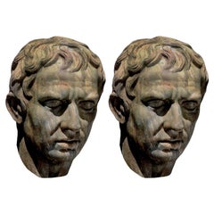 PAIR OF HEADS OF PLINY IN TERRACOTTA - COPY OF A ROMAN STATUE 20th Century PAIR OF HEADS OF PLINY IN TERRACOTTA - COPY OF A ROMAN STATUE 20th Century