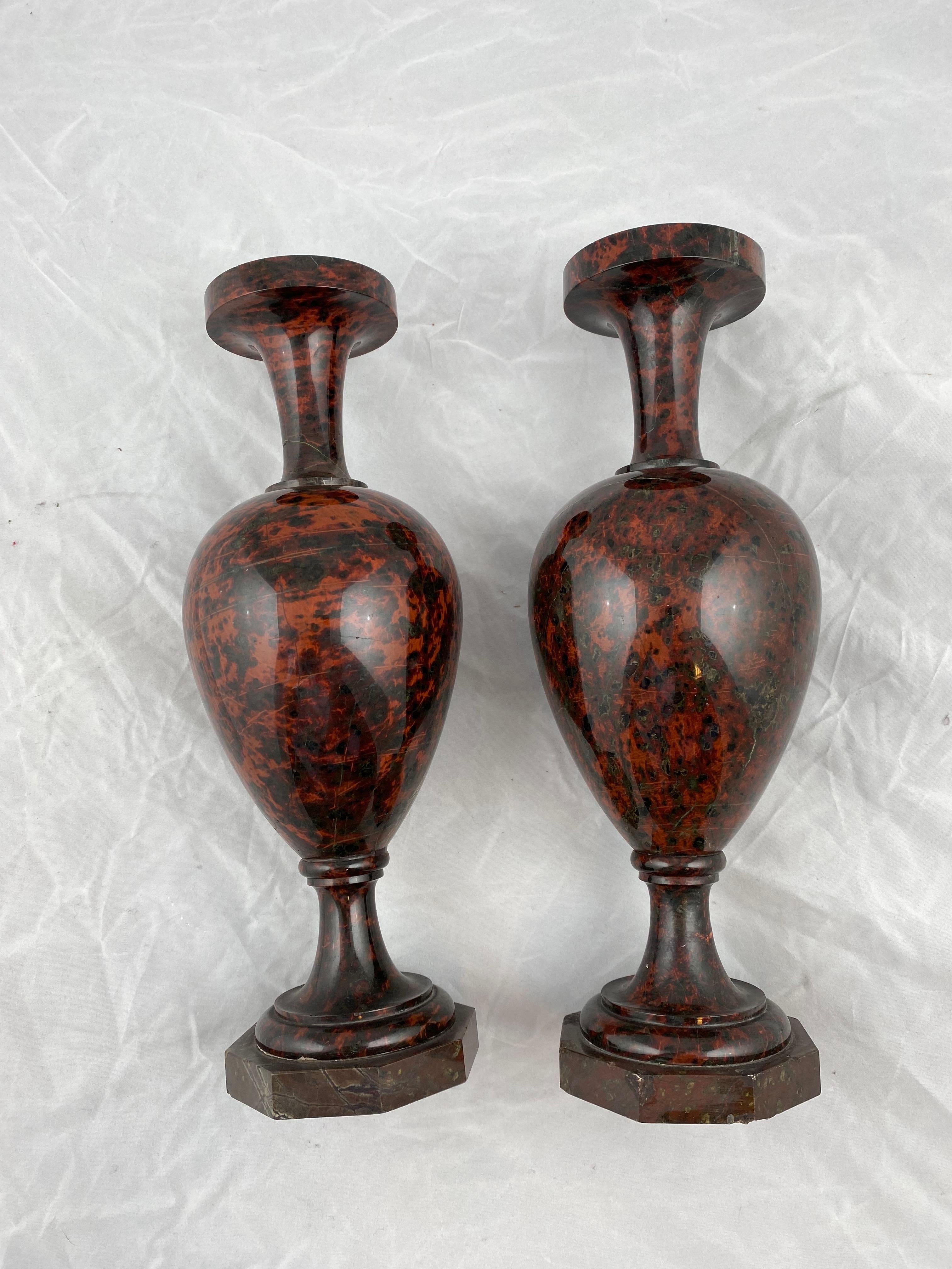 Stone Pair of Hardstone Vases, Early 19th Century