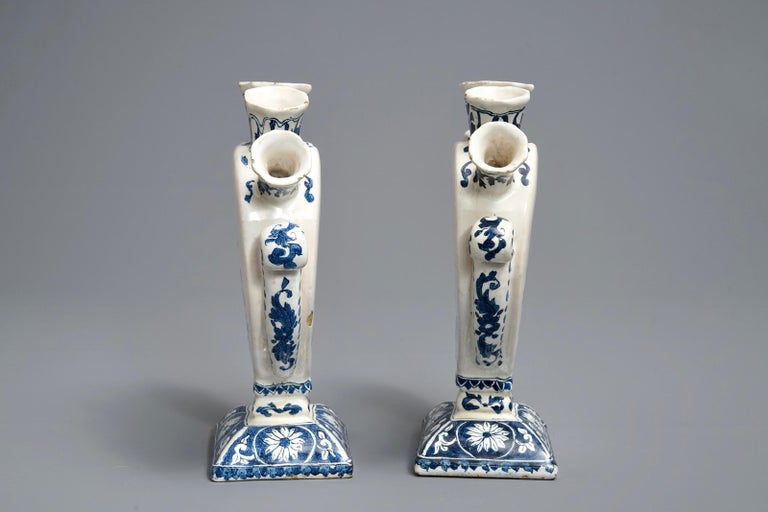 Dutch Pair of Heart-Shaped Tulip Vases or Tulipieres, 19th Century For Sale