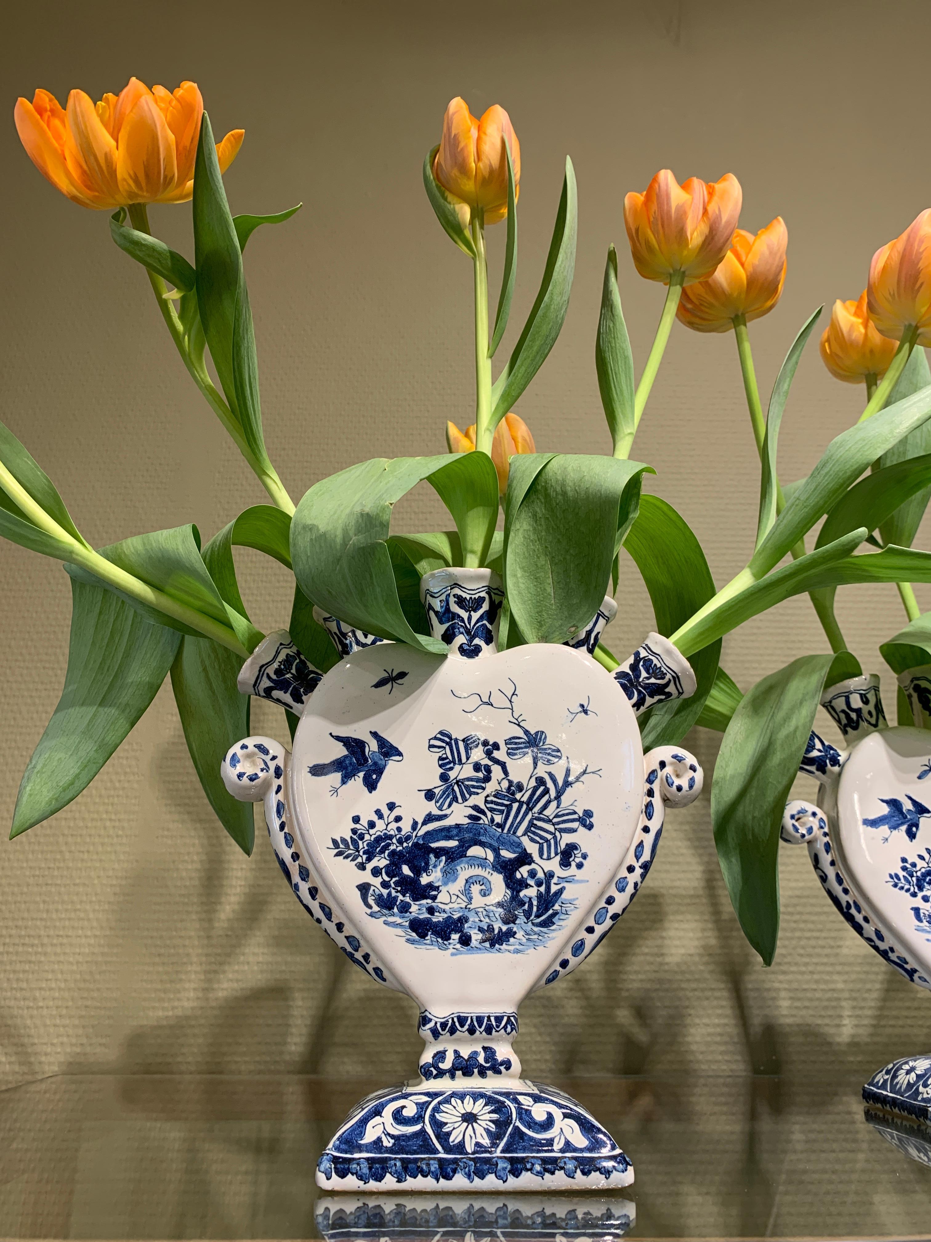 Pair of Heart-Shaped Tulip Vases or Tulipieres, 19th Century 2