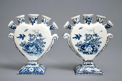 Antique Pair of Heart-Shaped Tulip Vases or Tulipieres, 19th Century