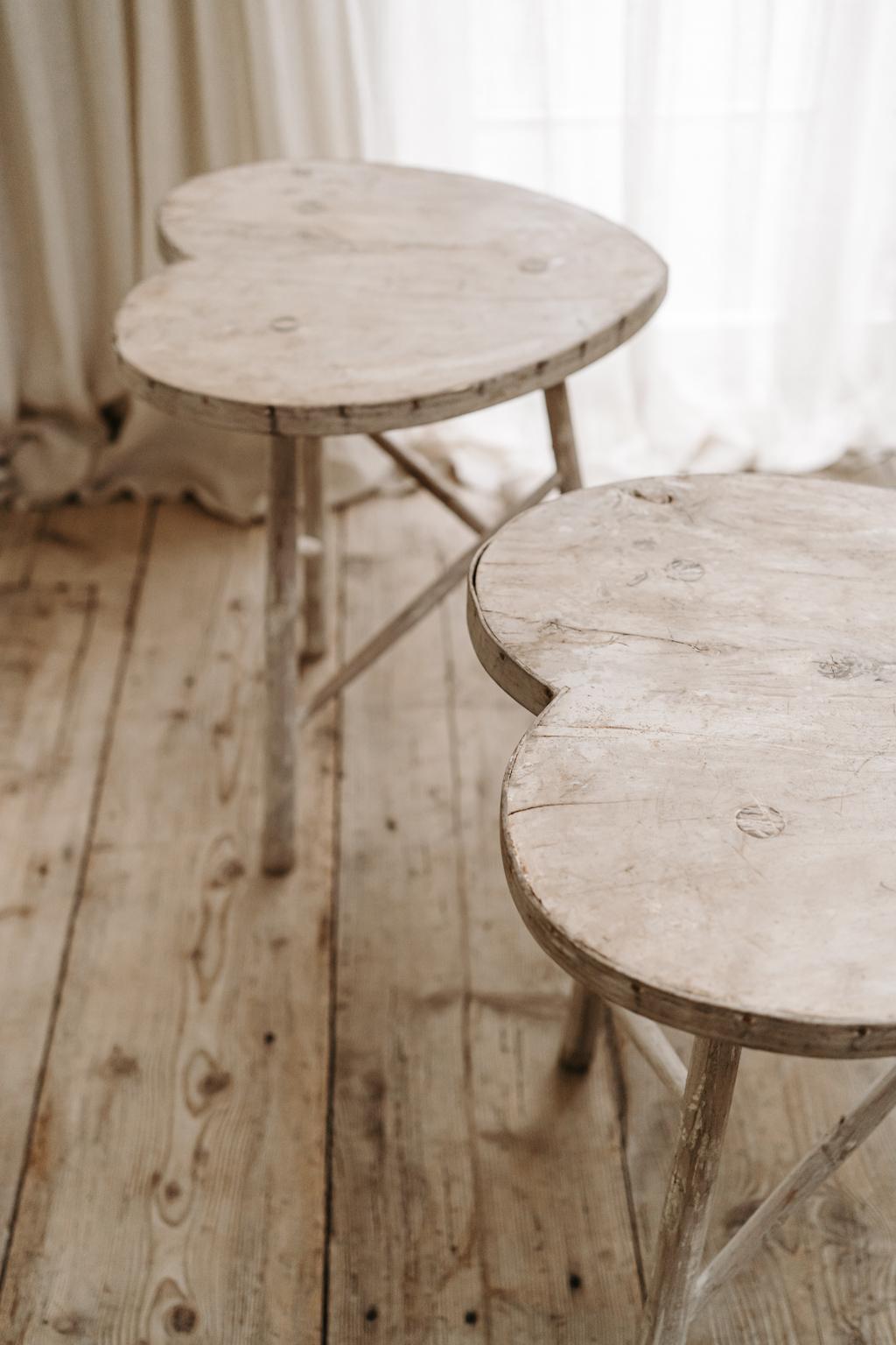 Pair of Heart-Shaped Tables, Elmwood For Sale 2