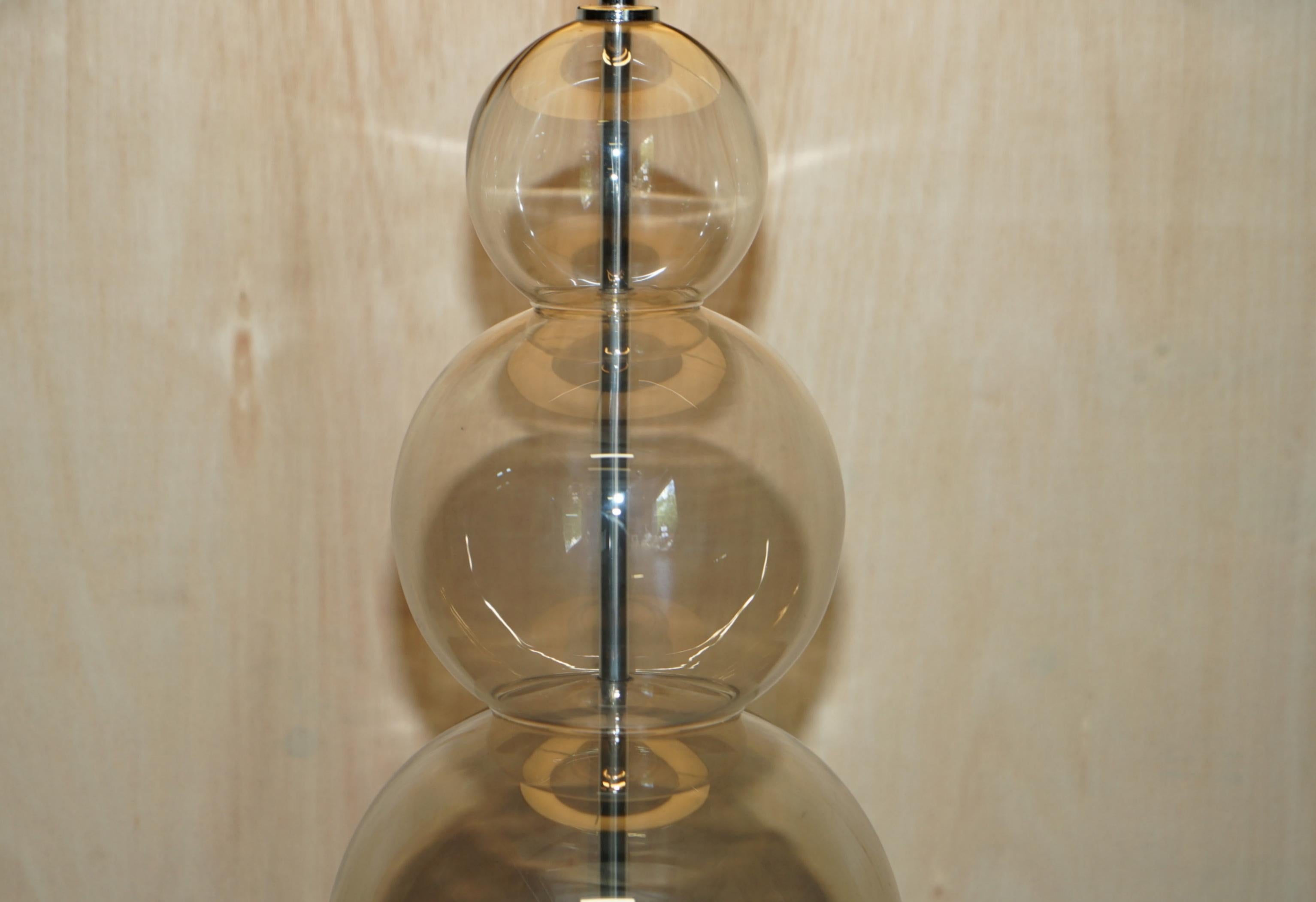 20th Century Pair of Heathfield & Co Opera 3 Ball Table Lamps with Original Shades