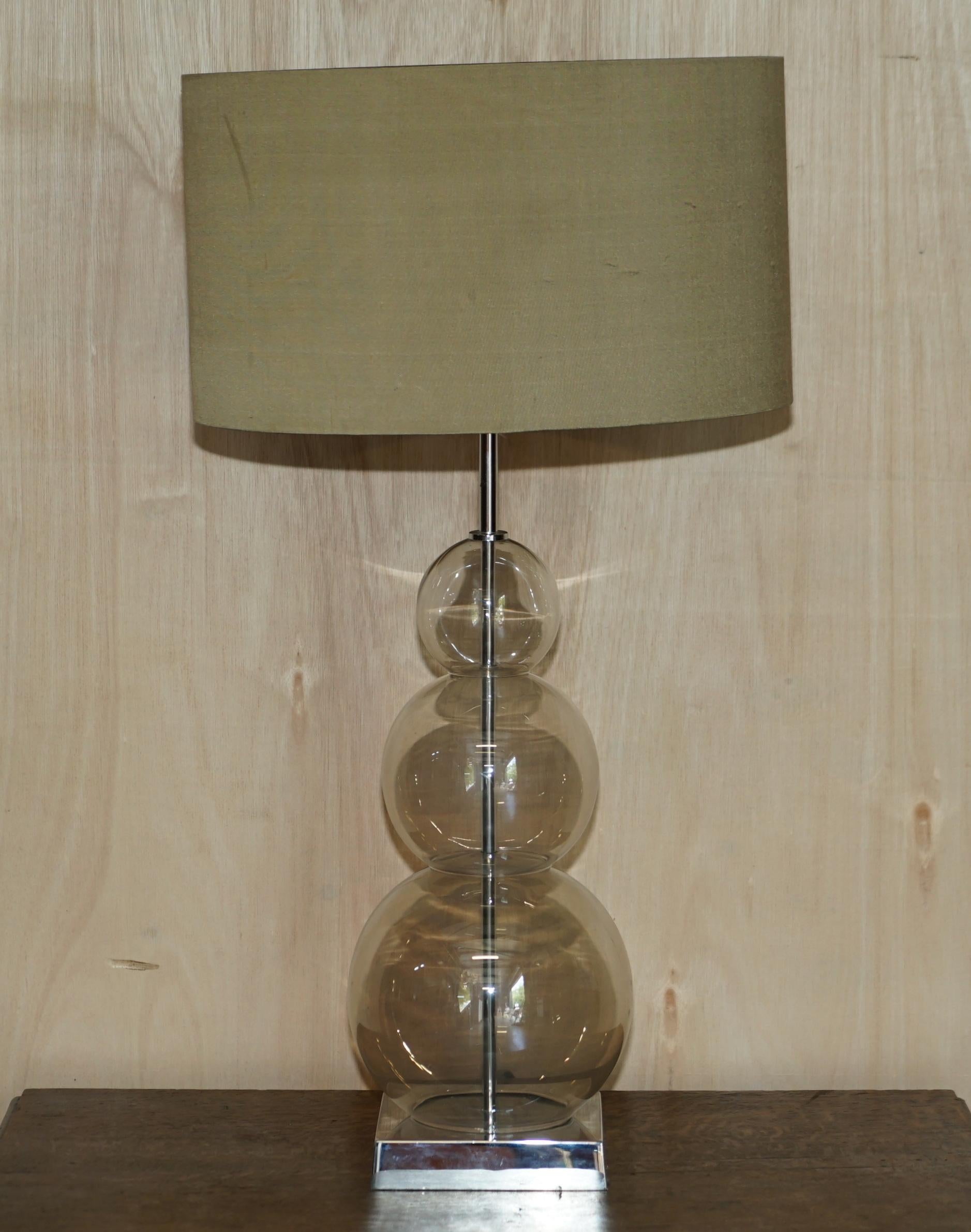 Pair of Heathfield & Co Opera 3 Ball Table Lamps with Original Shades 1