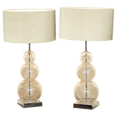 Pair of Heathfield & Co Opera 3 Ball Table Lamps with Original Shades