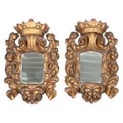 Pair of Heavily Carved Gilded Italian Rococo Mirrors, C1920