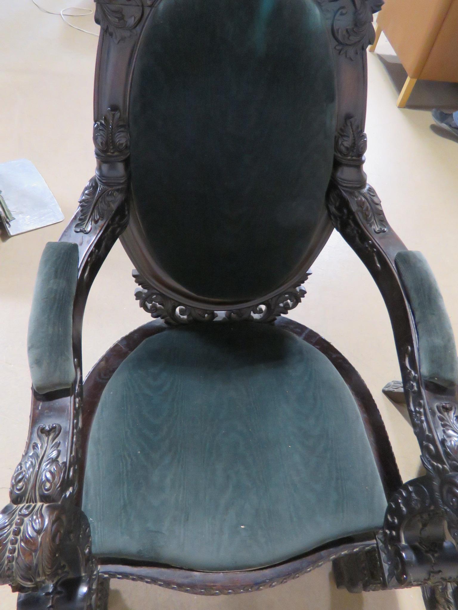 Pair of Heavily Carved Victorian Rosewood Armchairs 7