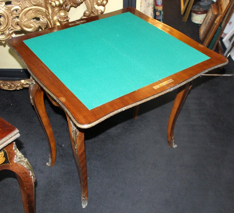 Pair of Heavily Inlaid Victorian Card Tables For Sale at 1stDibs
