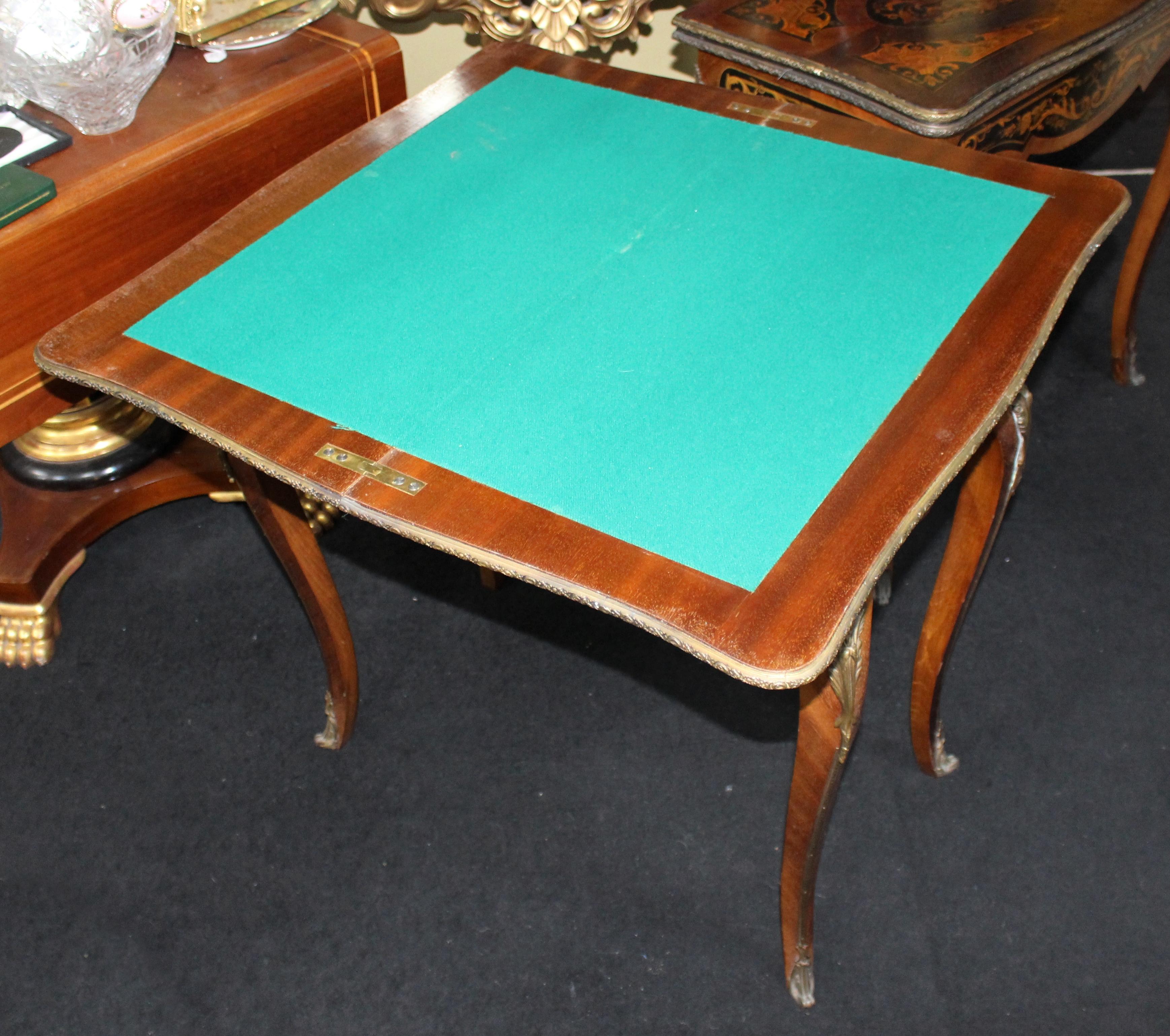 Pair of Heavily Inlaid Victorian Card Tables For Sale 3