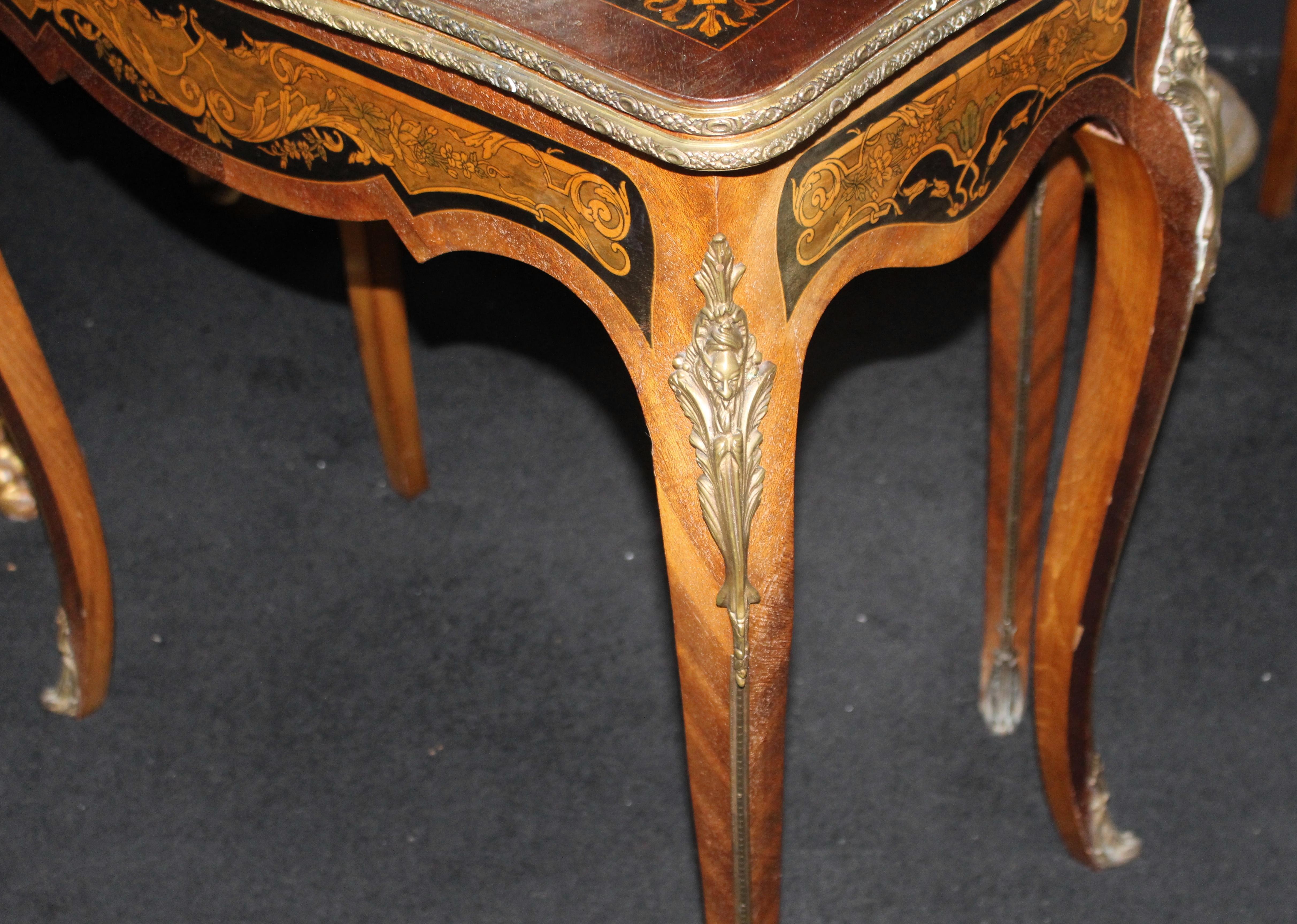 Pair of Heavily Inlaid Victorian Card Tables For Sale 5