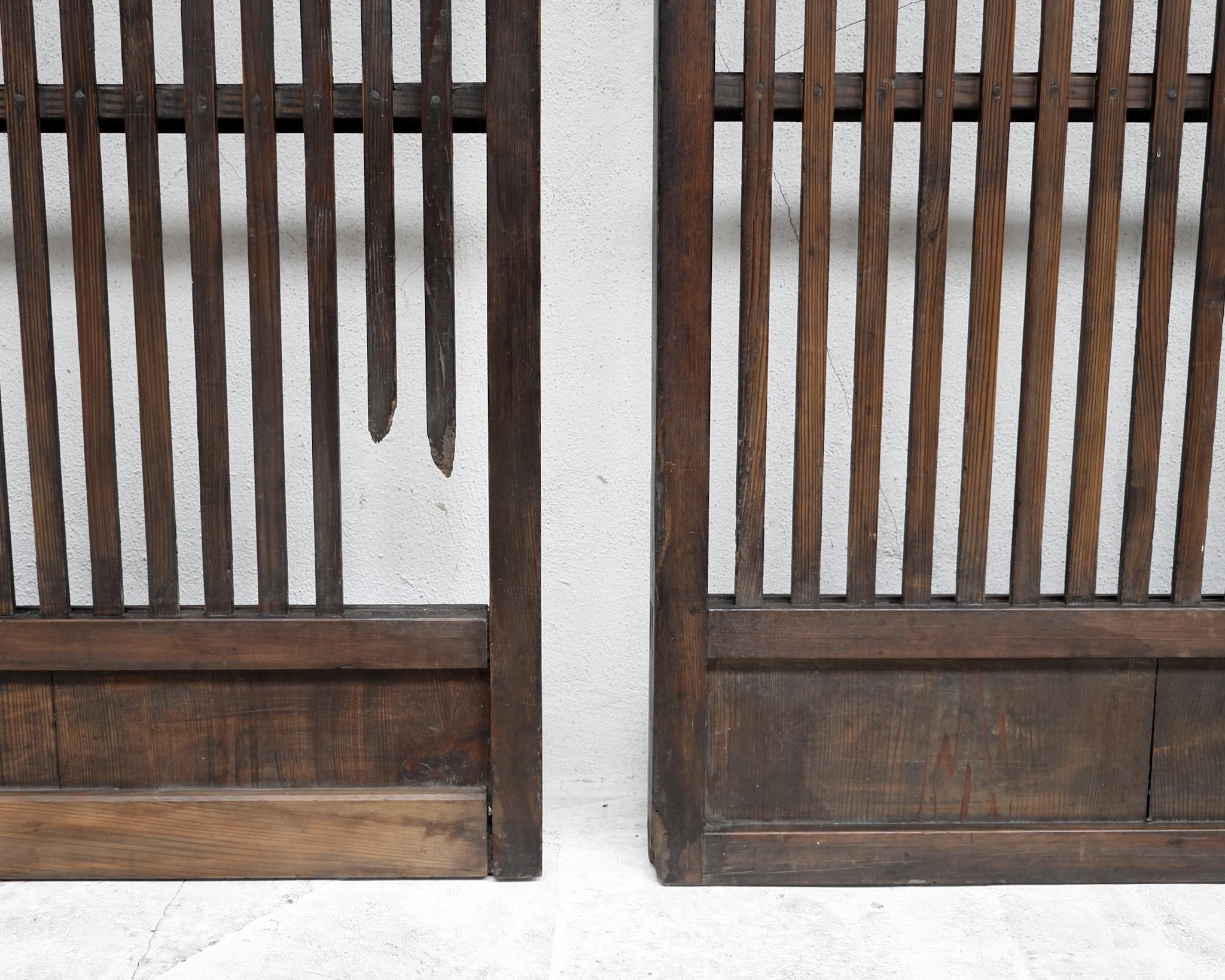 Heavily Patinated Decorative Japanese Wooden Screens Wabi Sabi (One Left) In Good Condition In London, GB