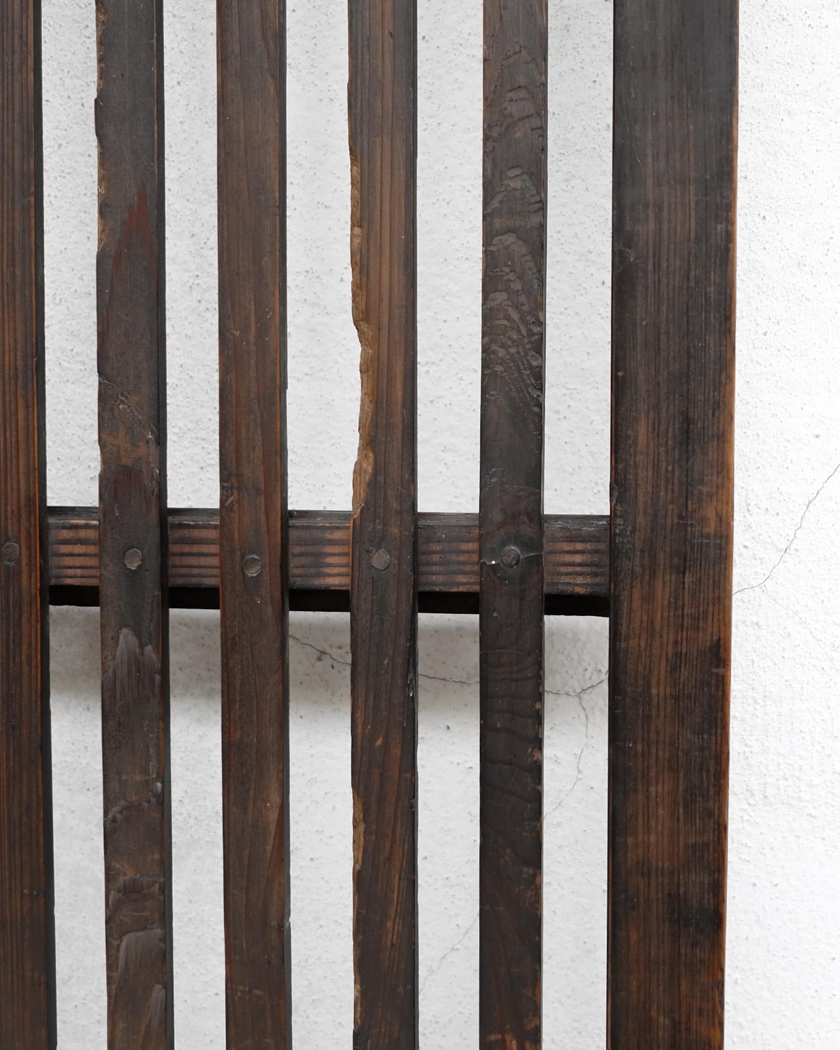 Cedar Heavily Patinated Decorative Japanese Wooden Screens Wabi Sabi (One Left)