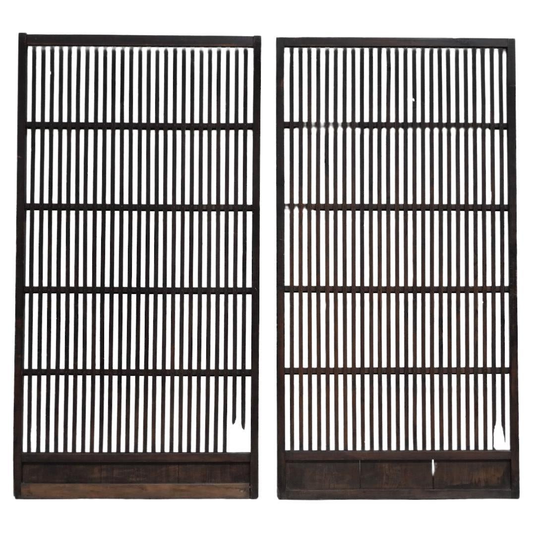 Heavily Patinated Decorative Japanese Wooden Screens Wabi Sabi (One Left)