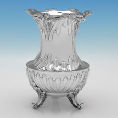 Pair of heavy 2.2kg Victorian sterling silver vases made in 1897