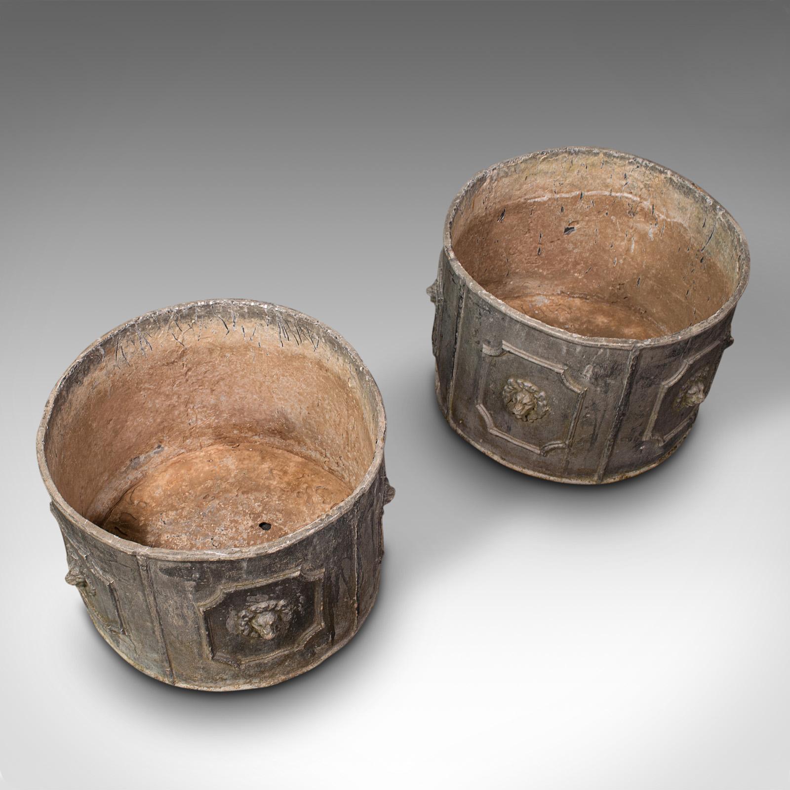 Pair Of Heavy Antique Planters, English, Lead, Planting Pot, Victorian, C.1850 For Sale 4