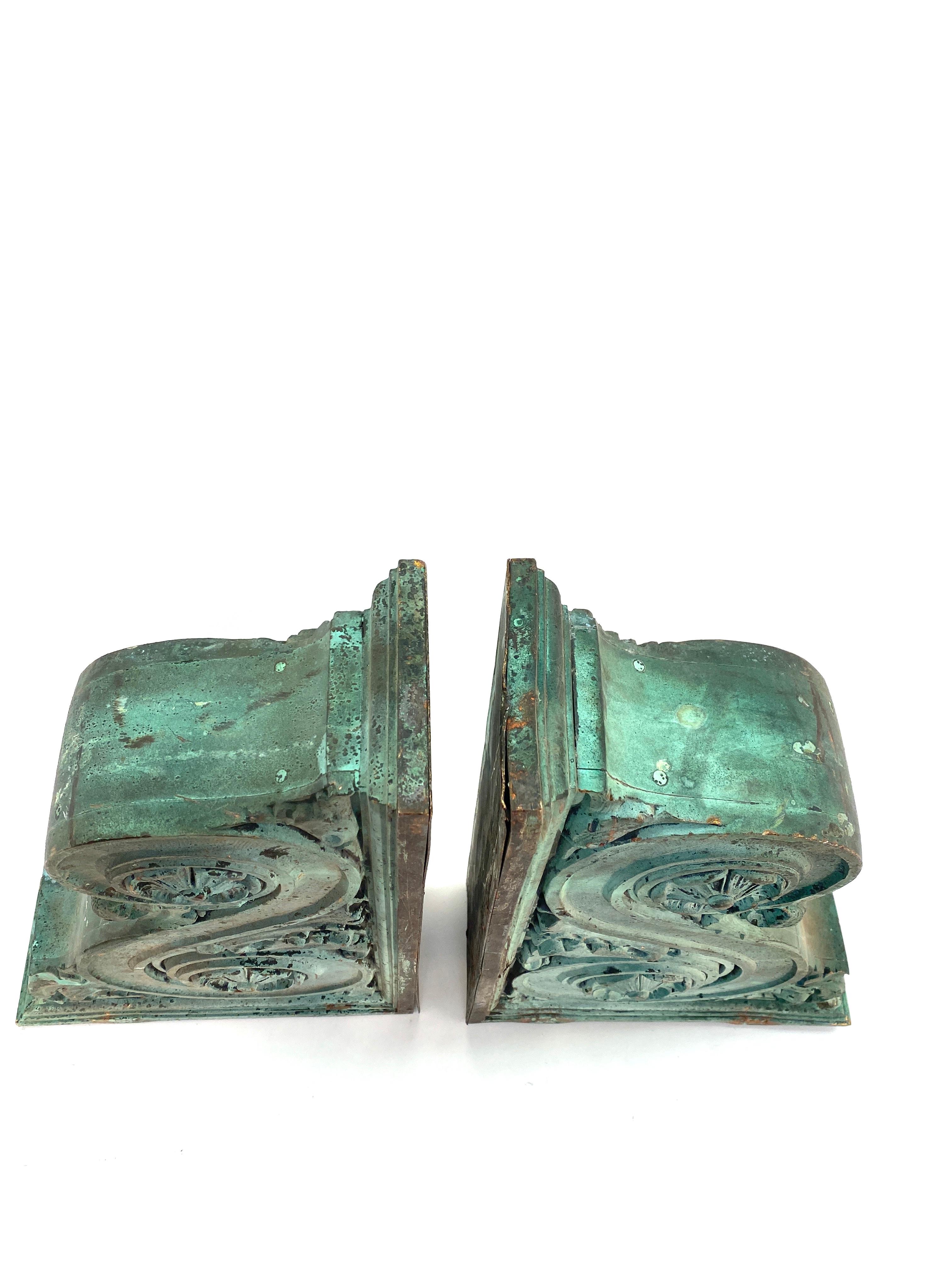 Neoclassical Revival Pair of Heavy Bronze Architectural Corbels