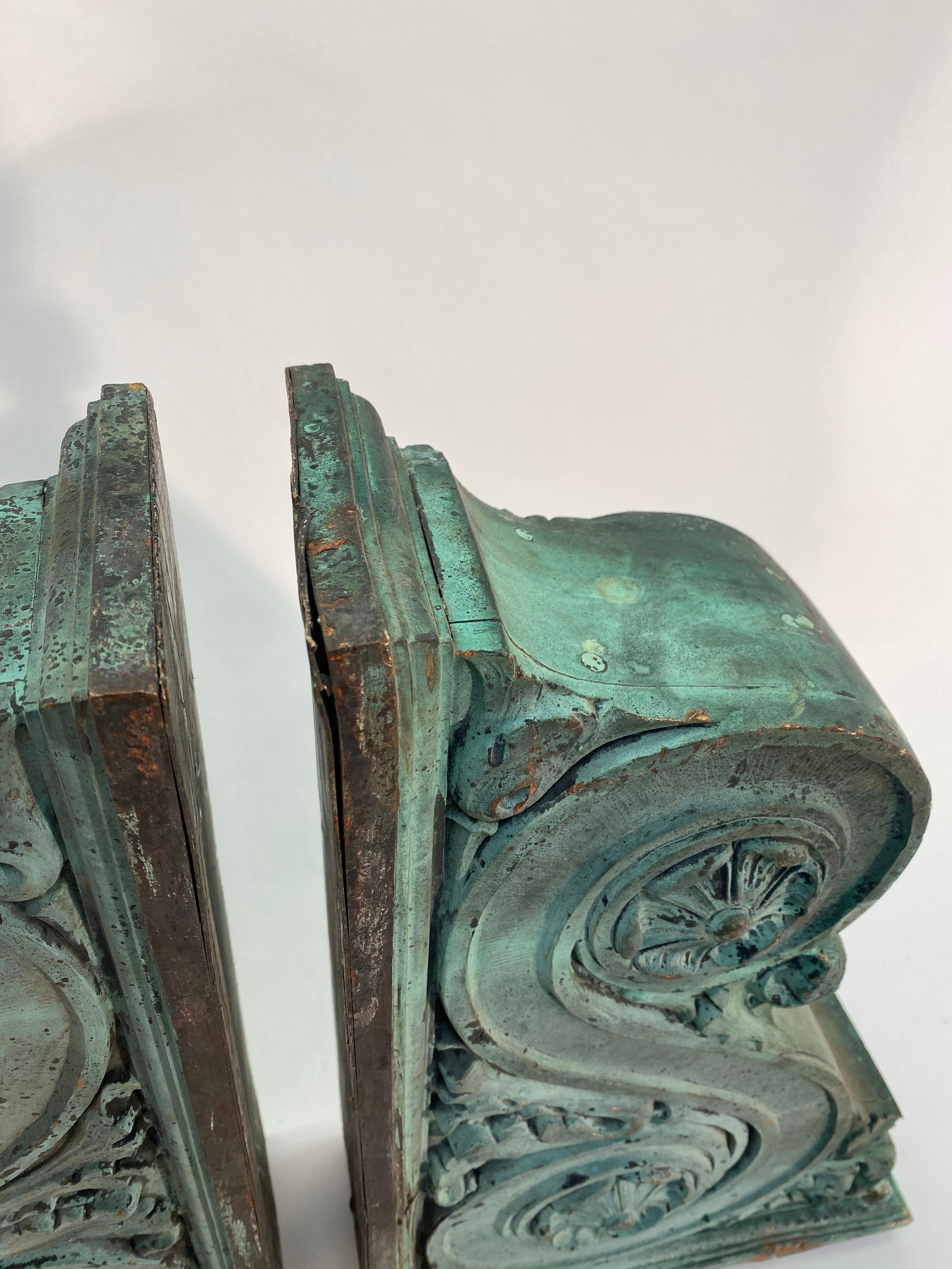 American Pair of Heavy Bronze Architectural Corbels