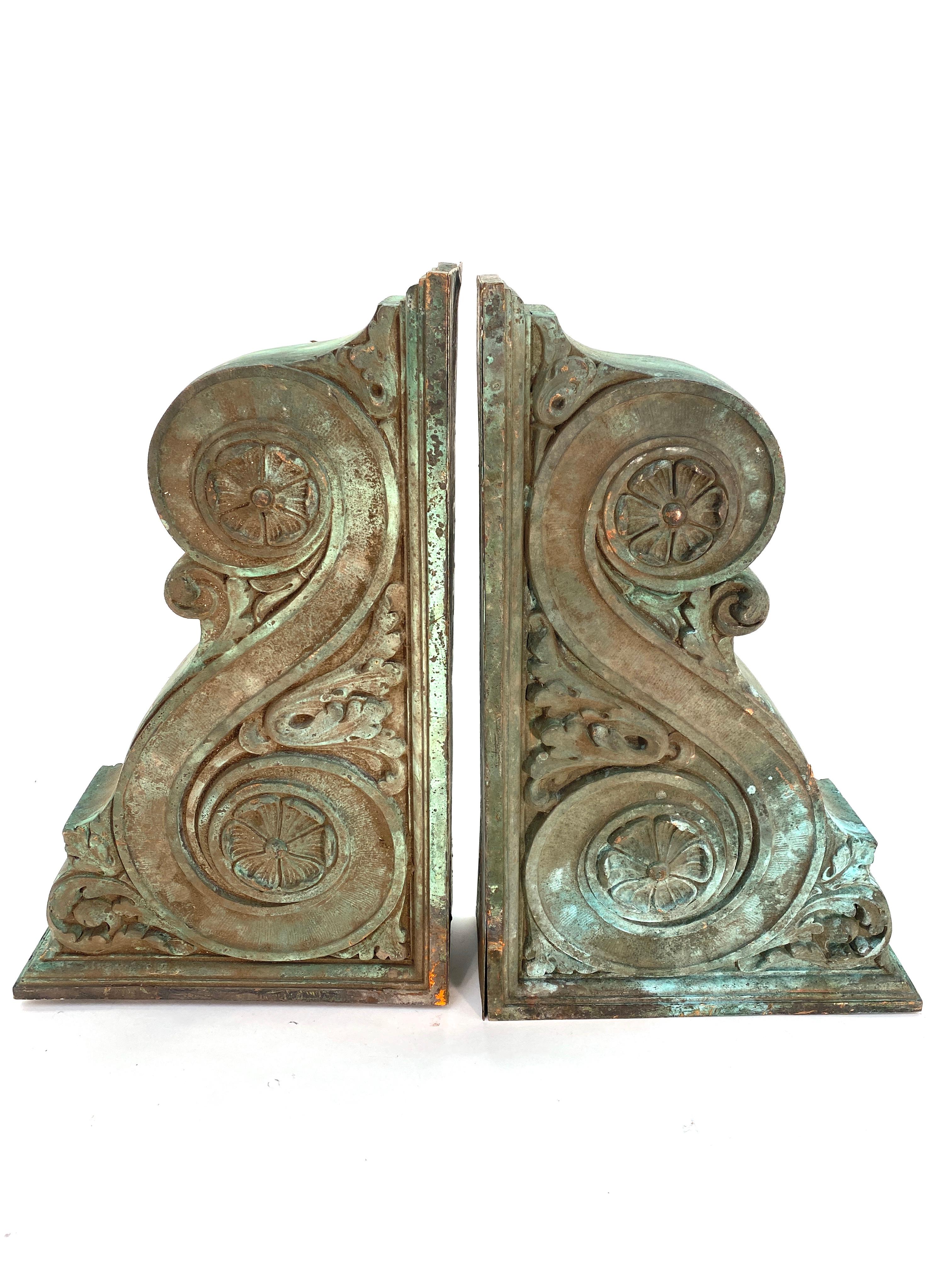Pair of Heavy Bronze Architectural Corbels In Good Condition In Nashville, TN