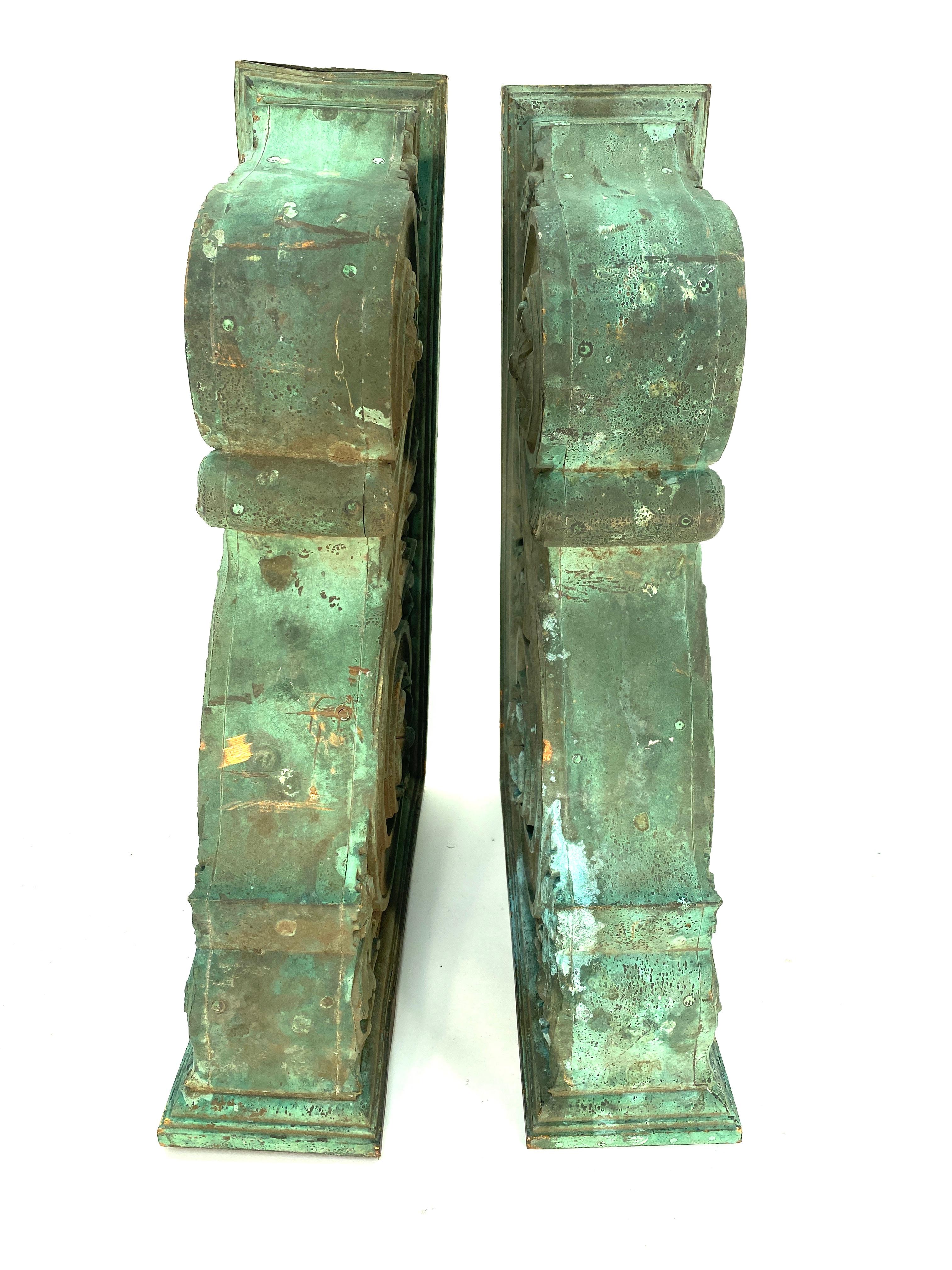 Early 19th Century Pair of Heavy Bronze Architectural Corbels