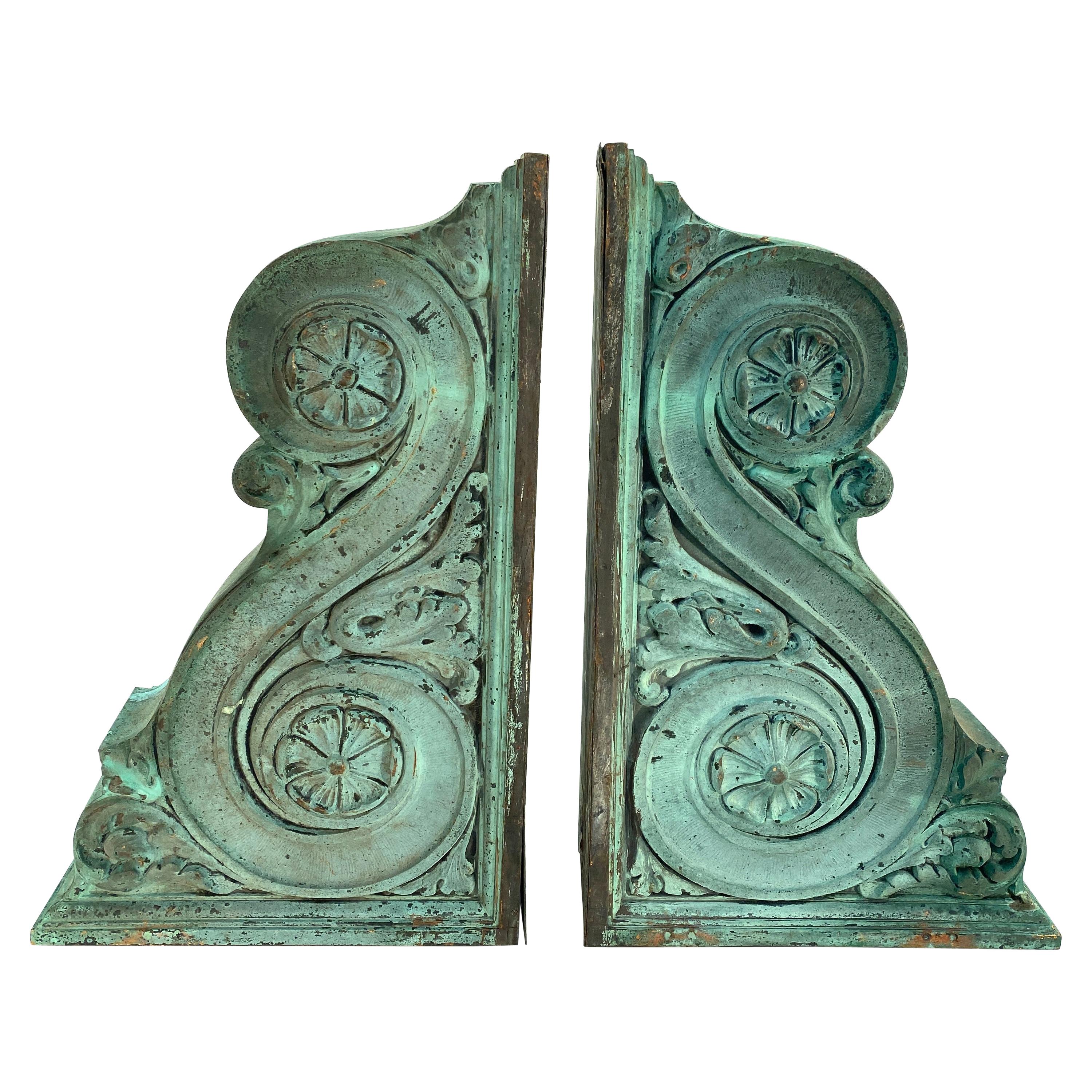 Pair of Heavy Bronze Architectural Corbels