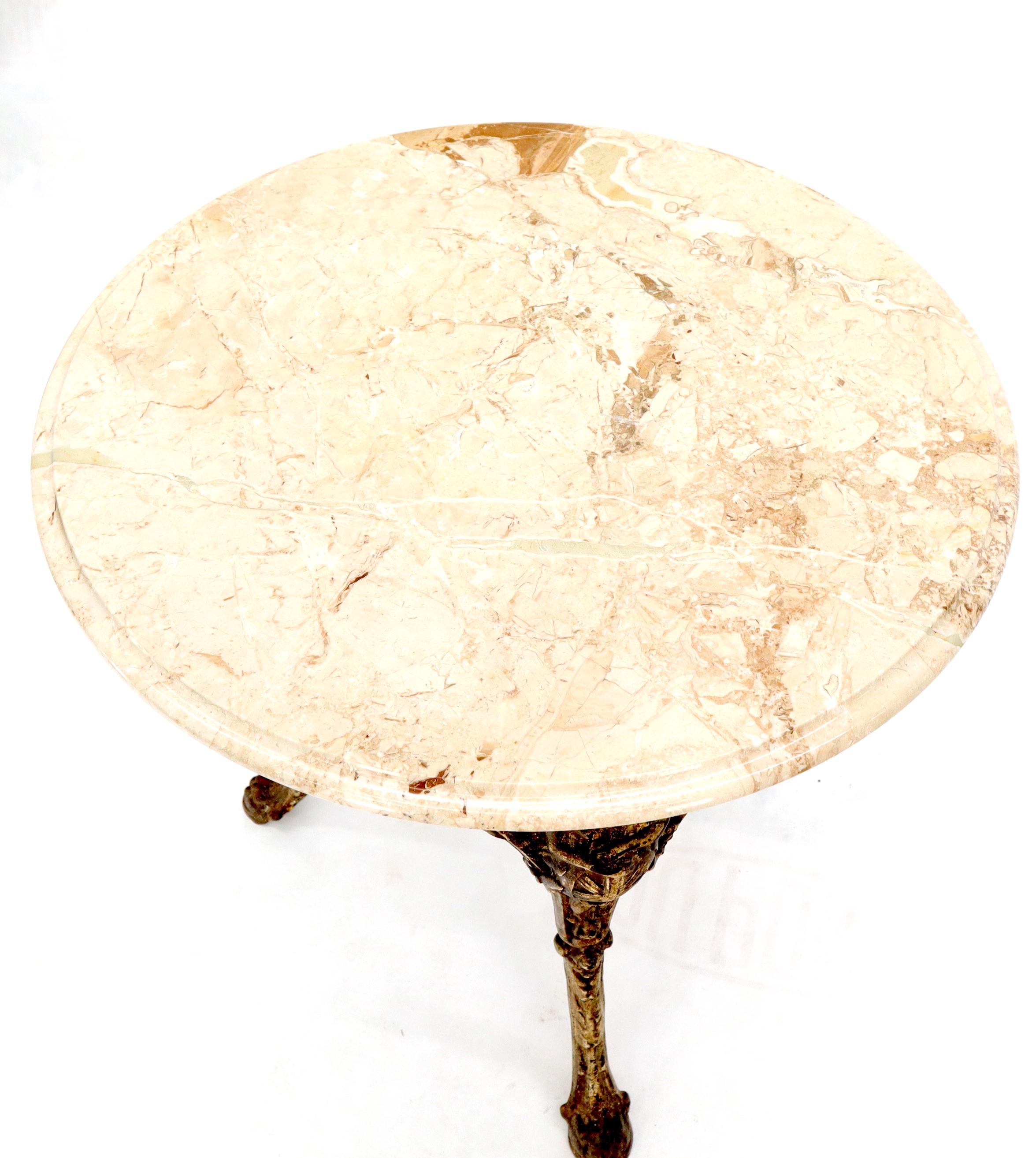 19th Century Pair of Heavy Cast Iron Bases Marble Tops Cafe Center Guéridon Tables