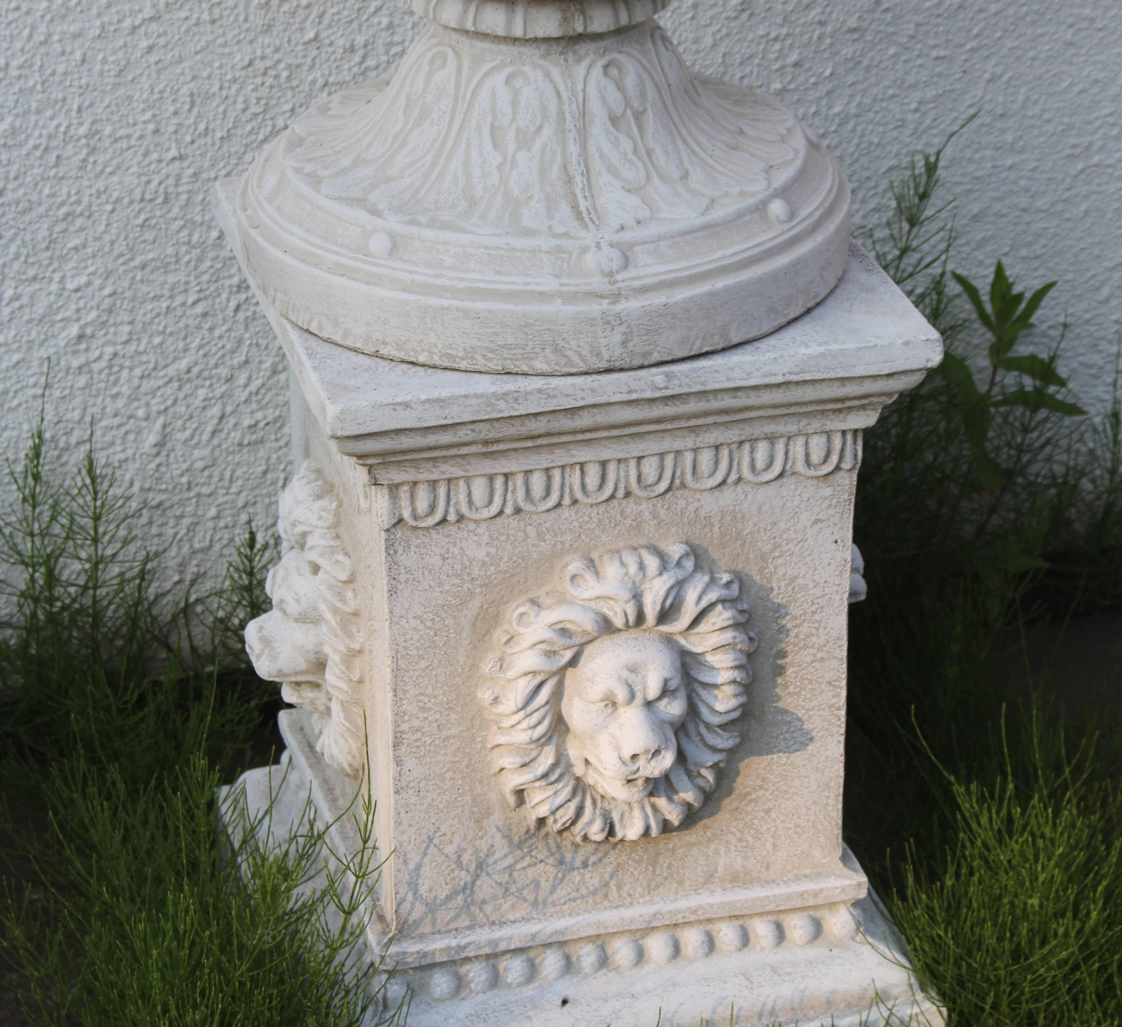 Concrete Pair of Heavy Classical Style Garden Urns For Sale