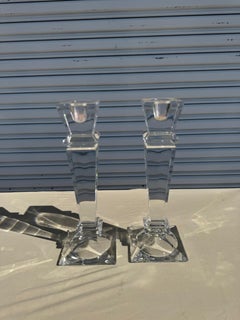 Pair of Heavy Crystal Candleholders