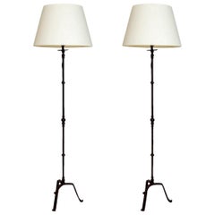 Pair of Heavy Duty Wrought Iron Floor Lamps