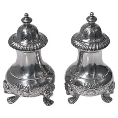 Pair of heavy English Sterling Silver Casters