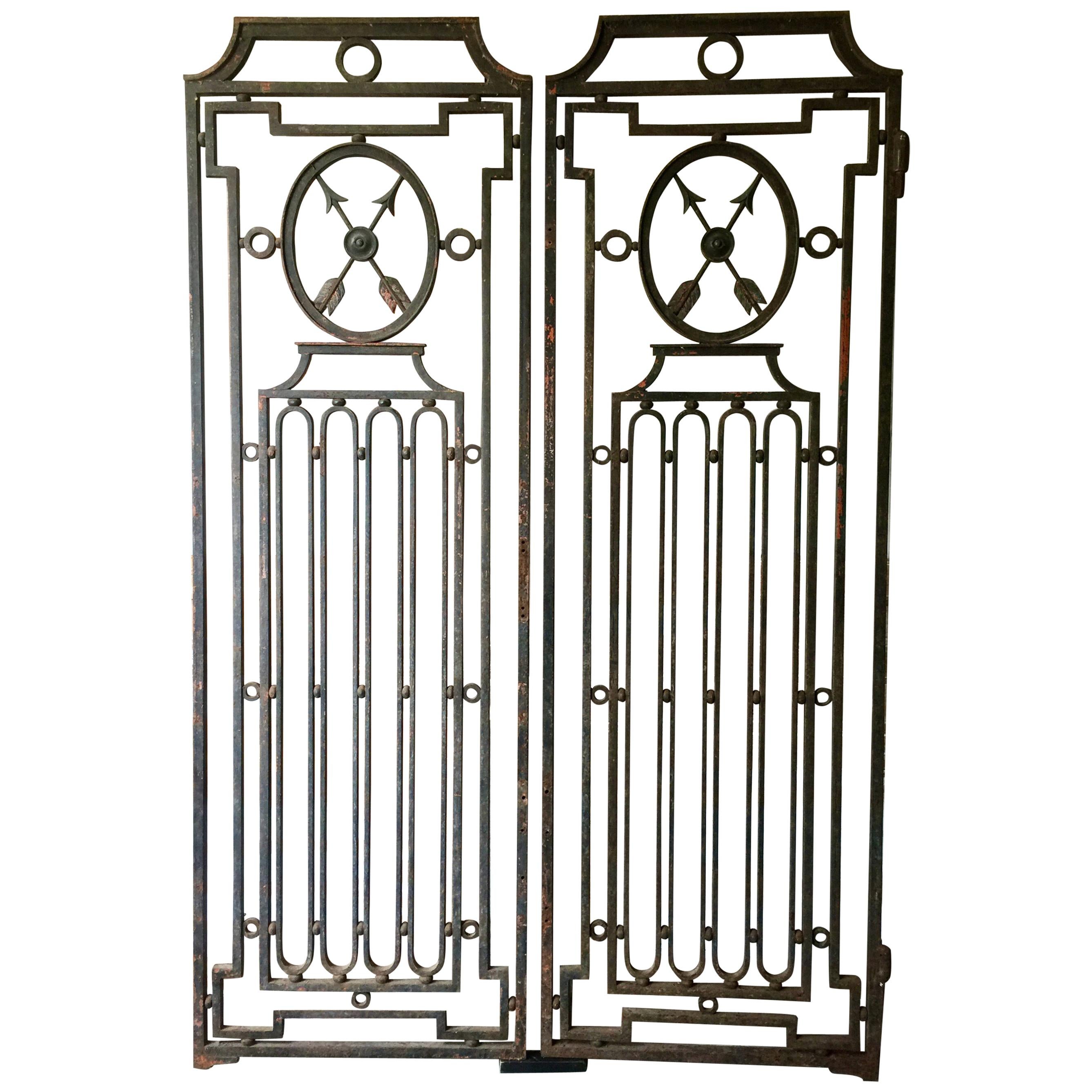 Pair of Heavy French Antique Iron Gates
