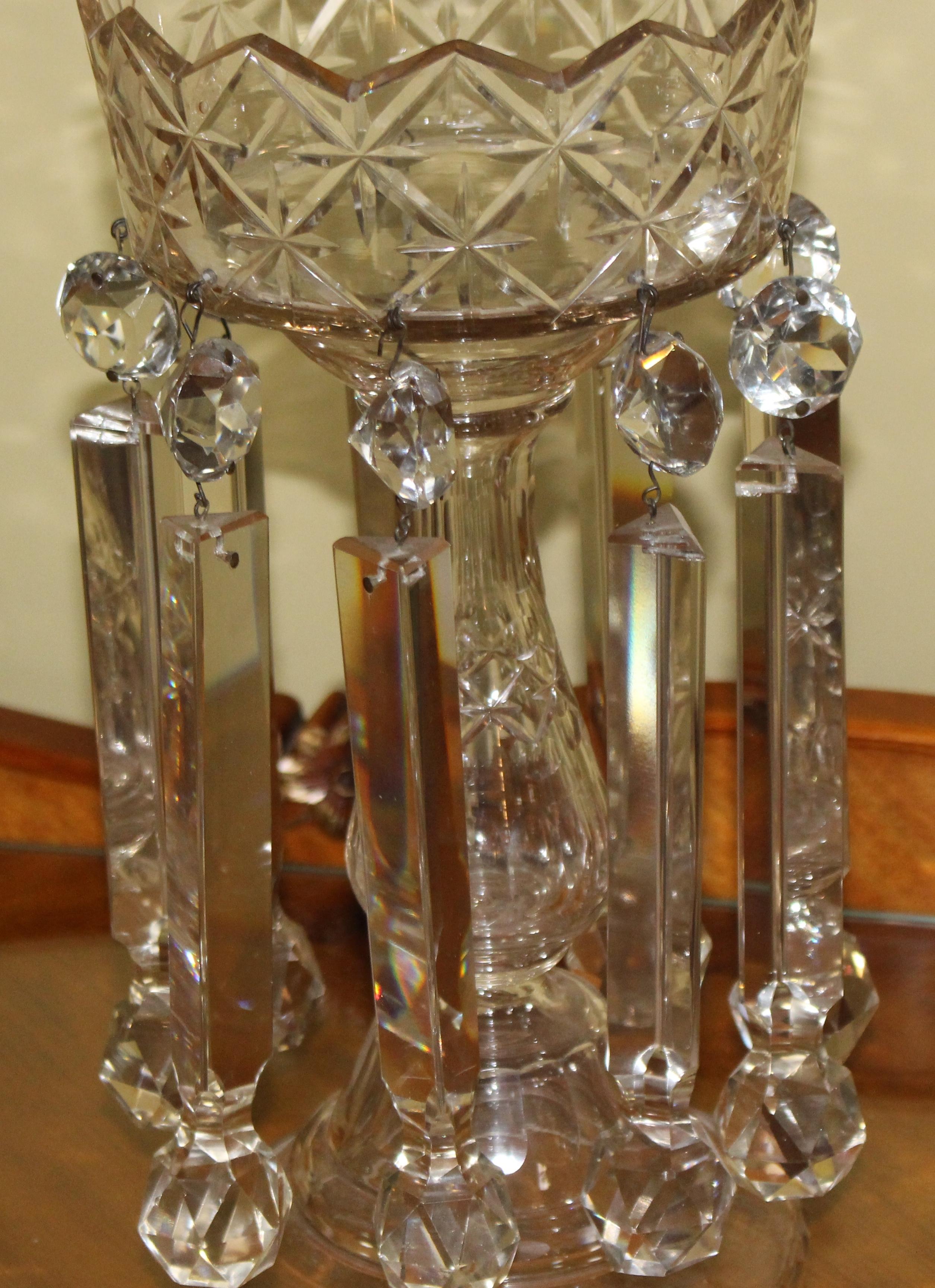 Pair of Heavy Georgian Cut Glass Lustres In Good Condition For Sale In Worcester, GB