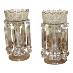 Pair of Heavy Georgian Cut Glass Lustres