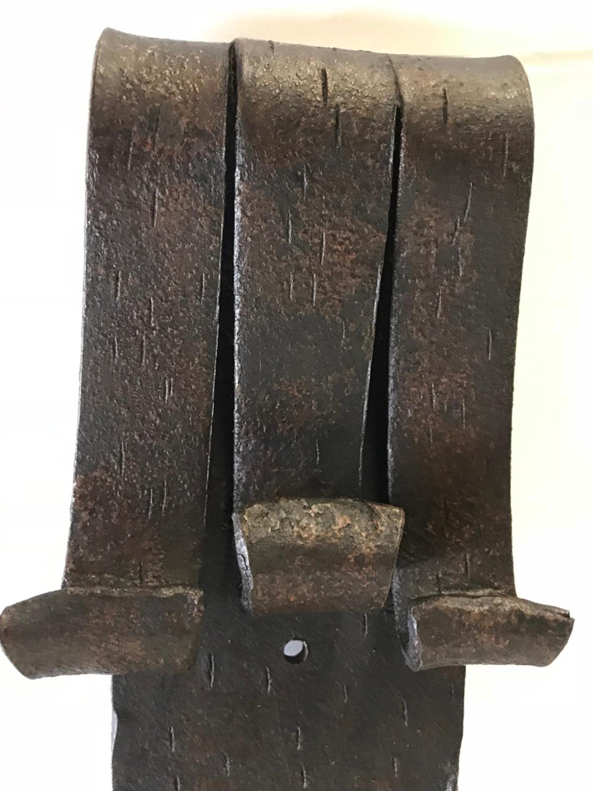 20th Century Pair of Heavy Hand Forged Iron Sconces