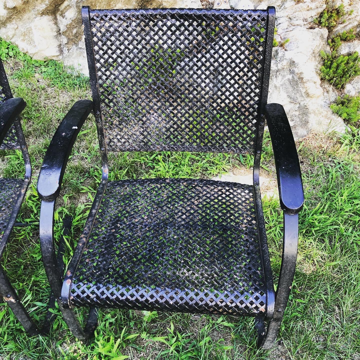 Pair of Heavy Iron Cantilever Garden Chairs from the 1930s 4