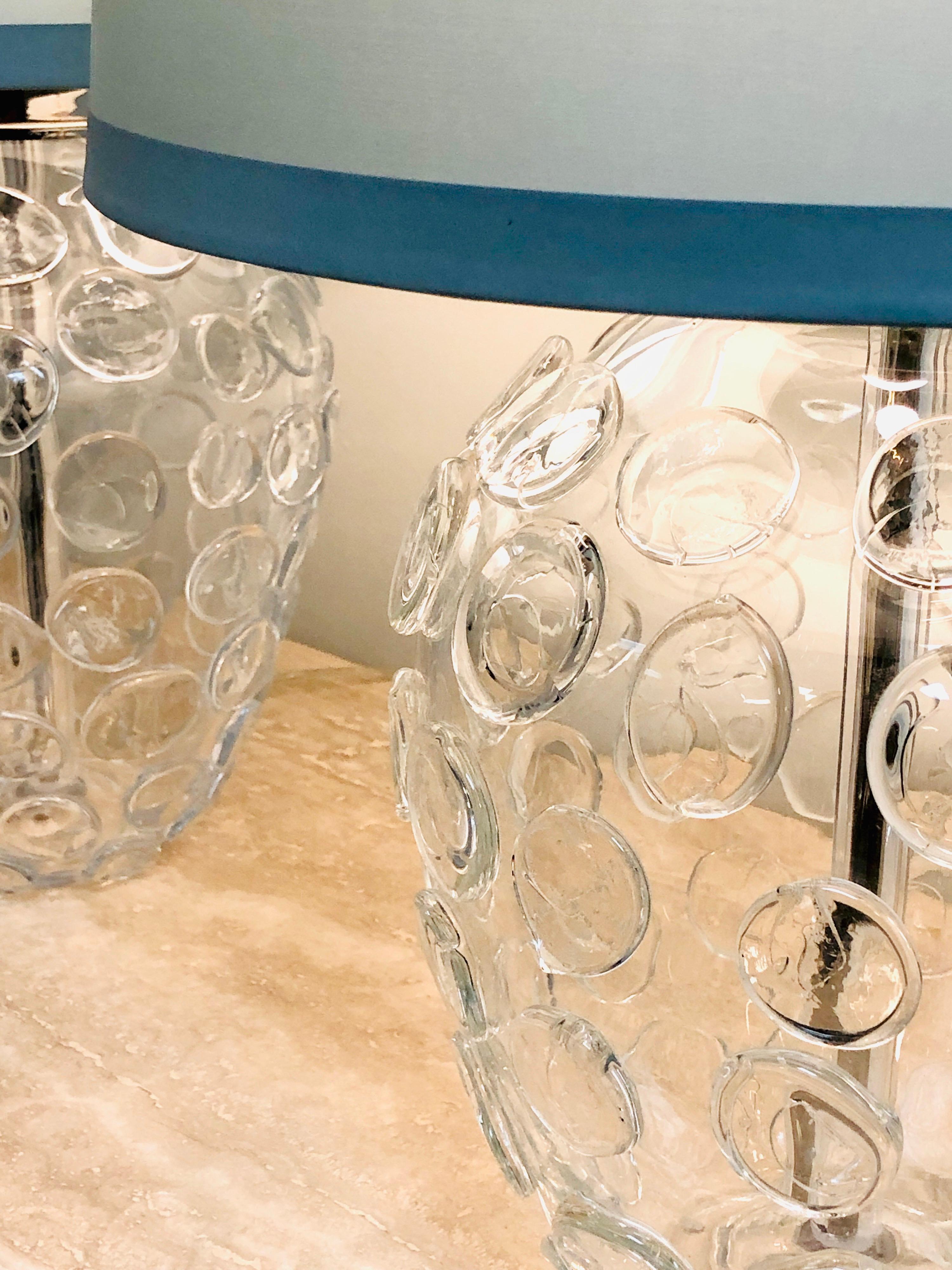 Pair of Heavy Organic Art Glass Lamps by Vaughan 2