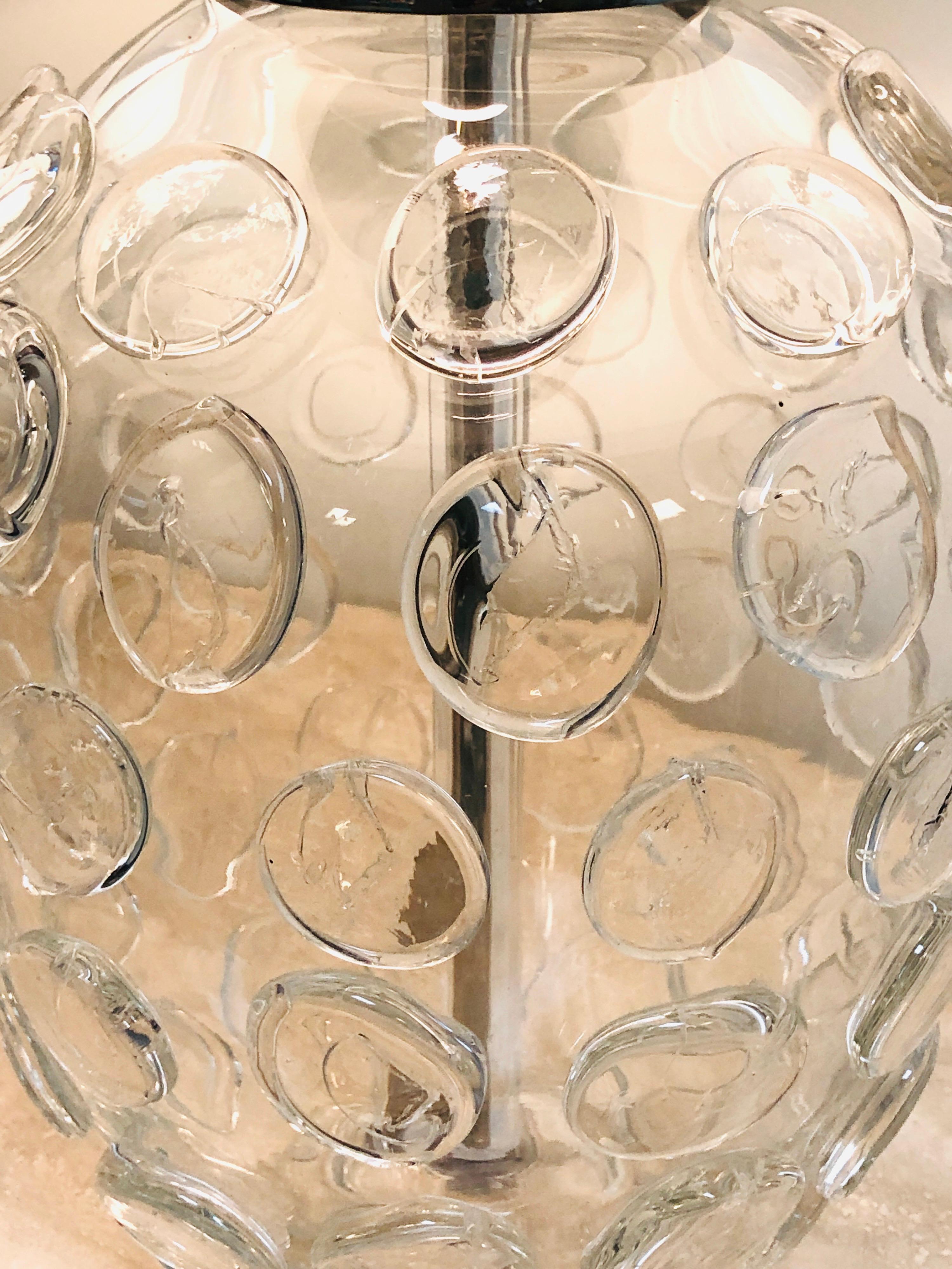 Pair of Heavy Organic Art Glass Lamps by Vaughan 3