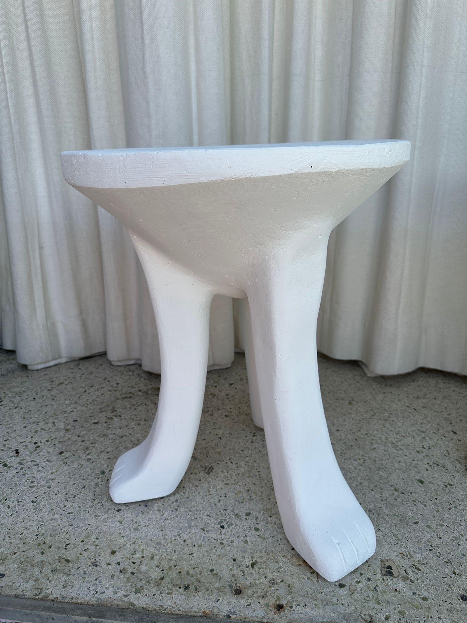 Pair of Heavy Plaster Tri-Legged Side Tables For Sale 4