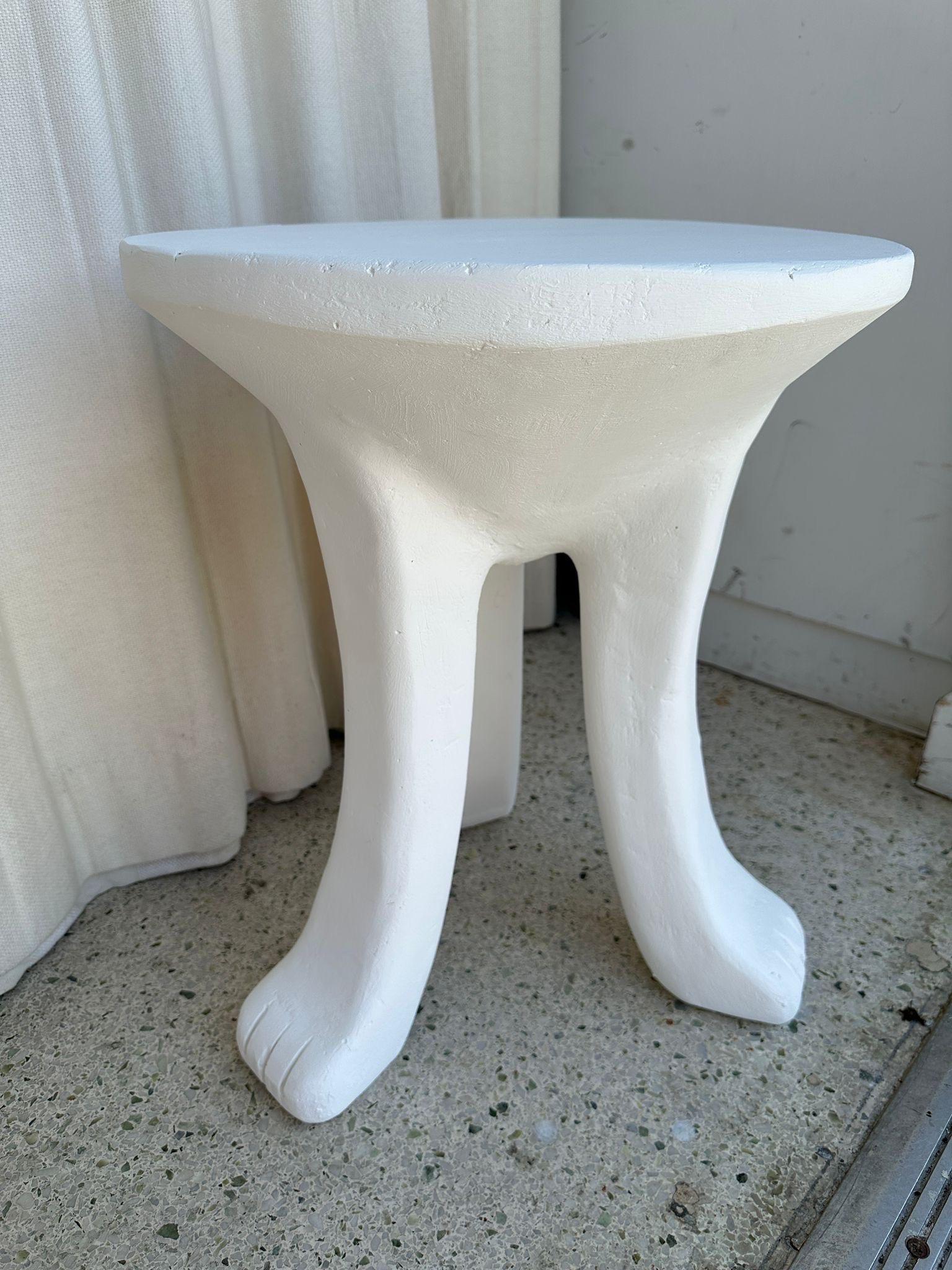 Pair of Heavy Plaster Tri-Legged Side Tables For Sale 5