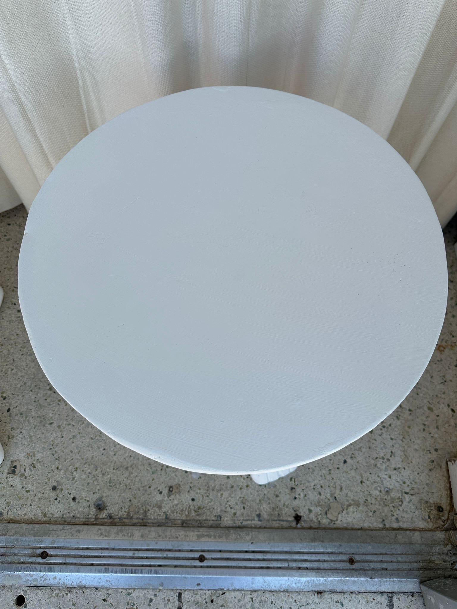 Post-Modern Pair of Heavy Plaster Tri-Legged Side Tables For Sale