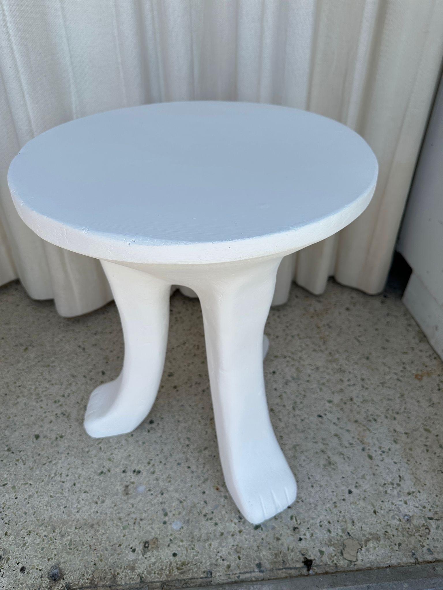 Pair of Heavy Plaster Tri-Legged Side Tables For Sale 1
