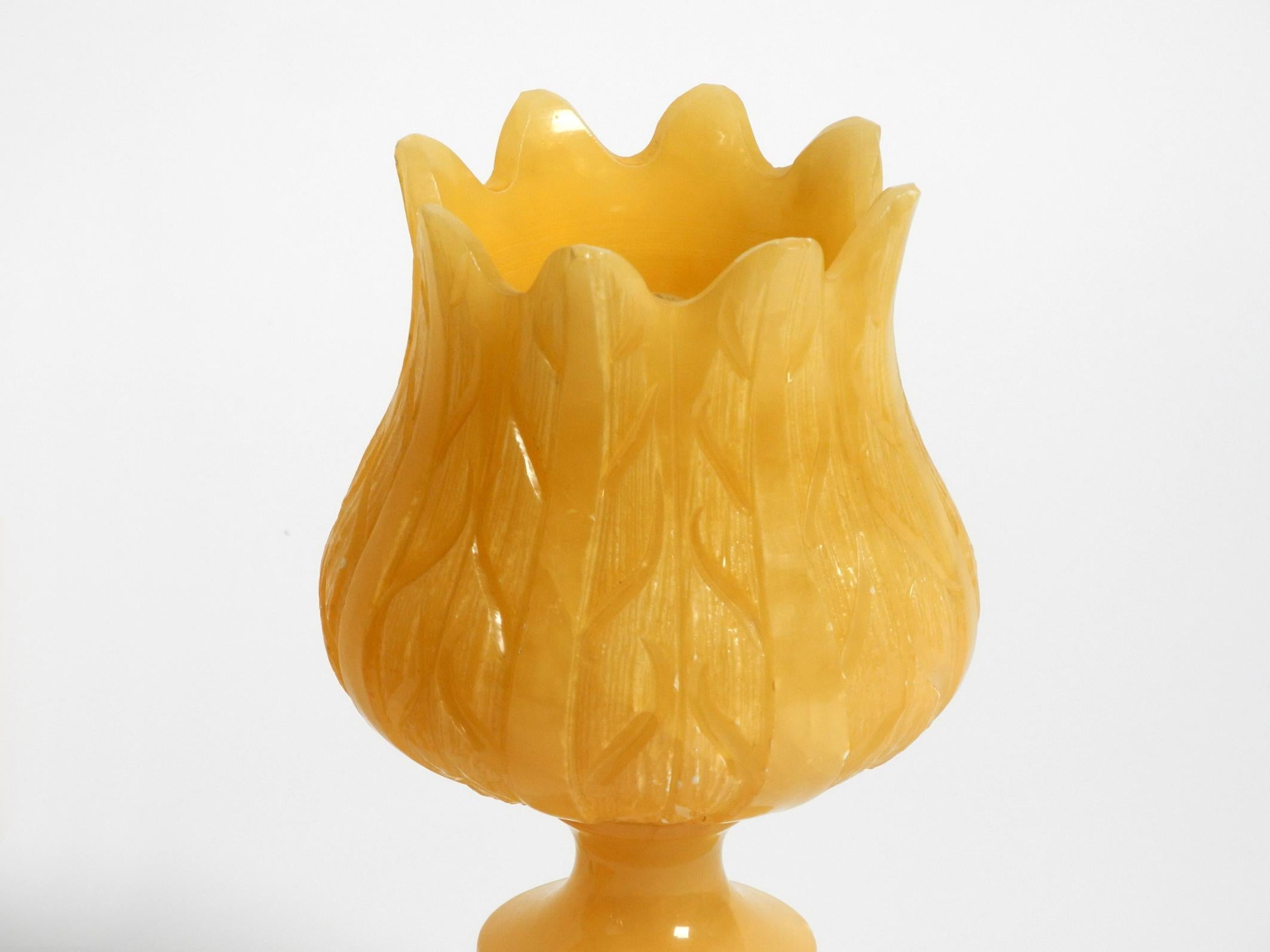 Pair of Heavy Rare 60s Alabaster Table Lamps in Yellow from Spain 7