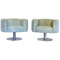 Pair of Heavy Steel Swivel Chairs by Carter