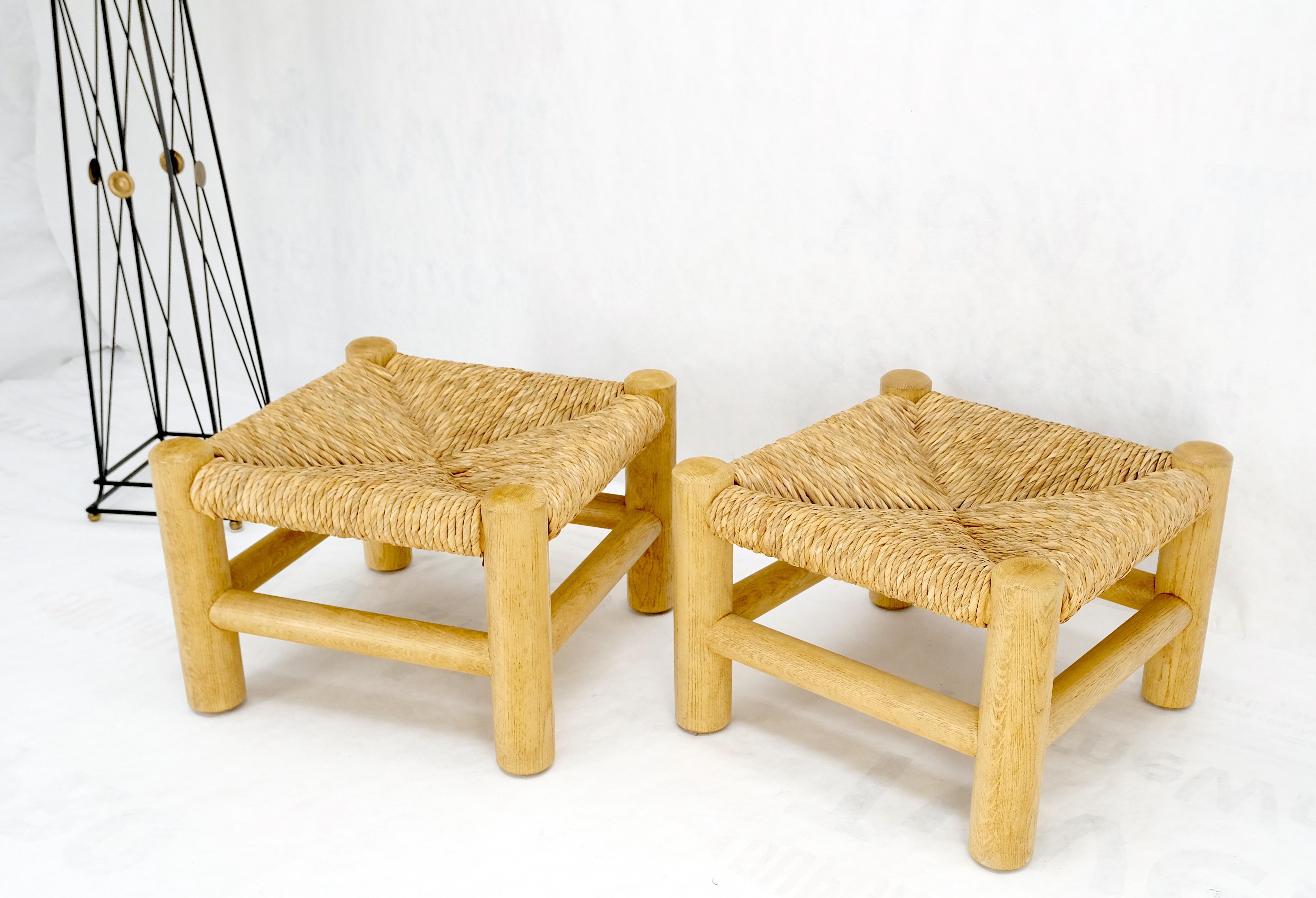 Pair of Heavy Thick Solid Chestnut Legs Rope Seats Benches Stools Mint! For Sale 4