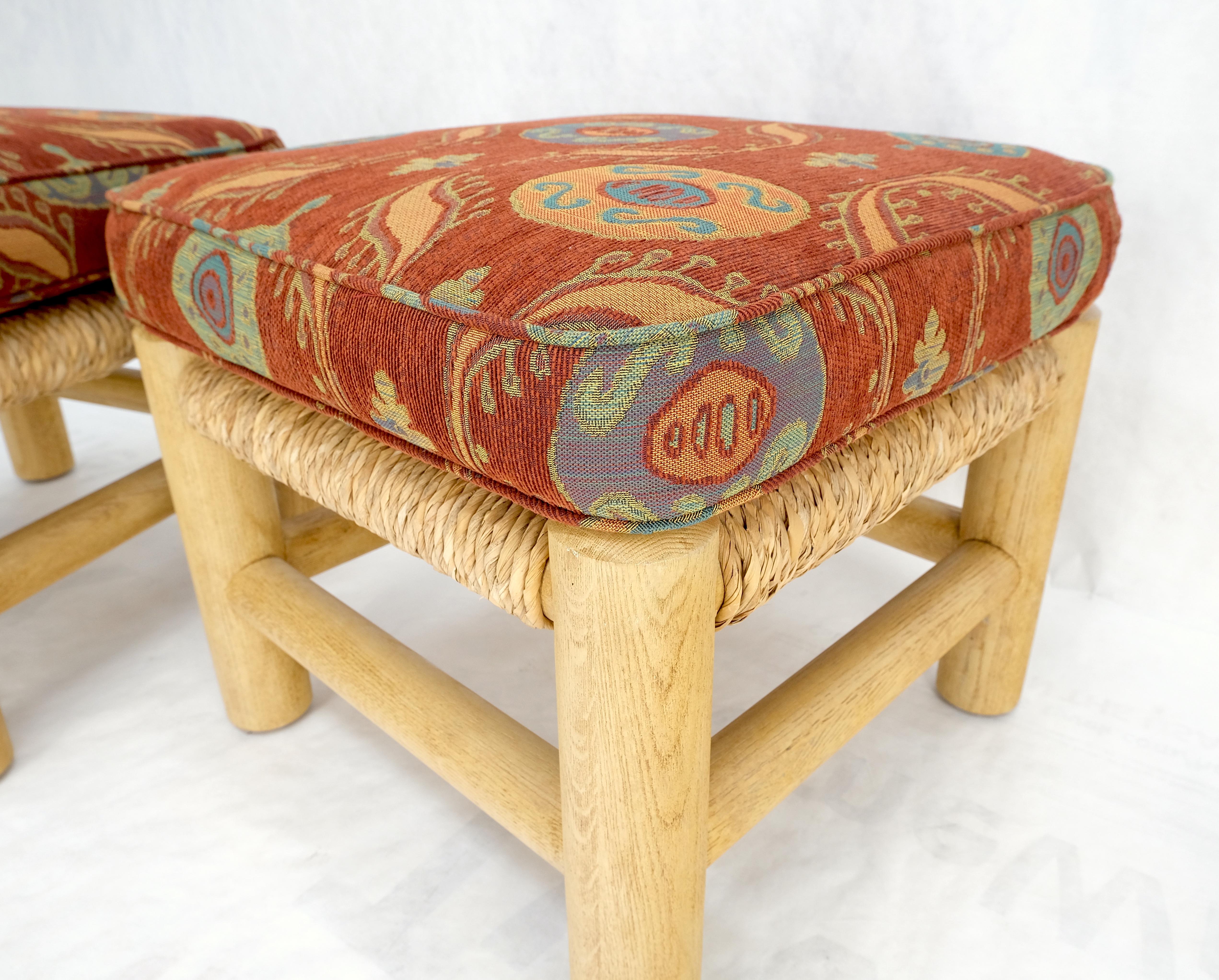 American Pair of Heavy Thick Solid Chestnut Legs Rope Seats Benches Stools Mint! For Sale