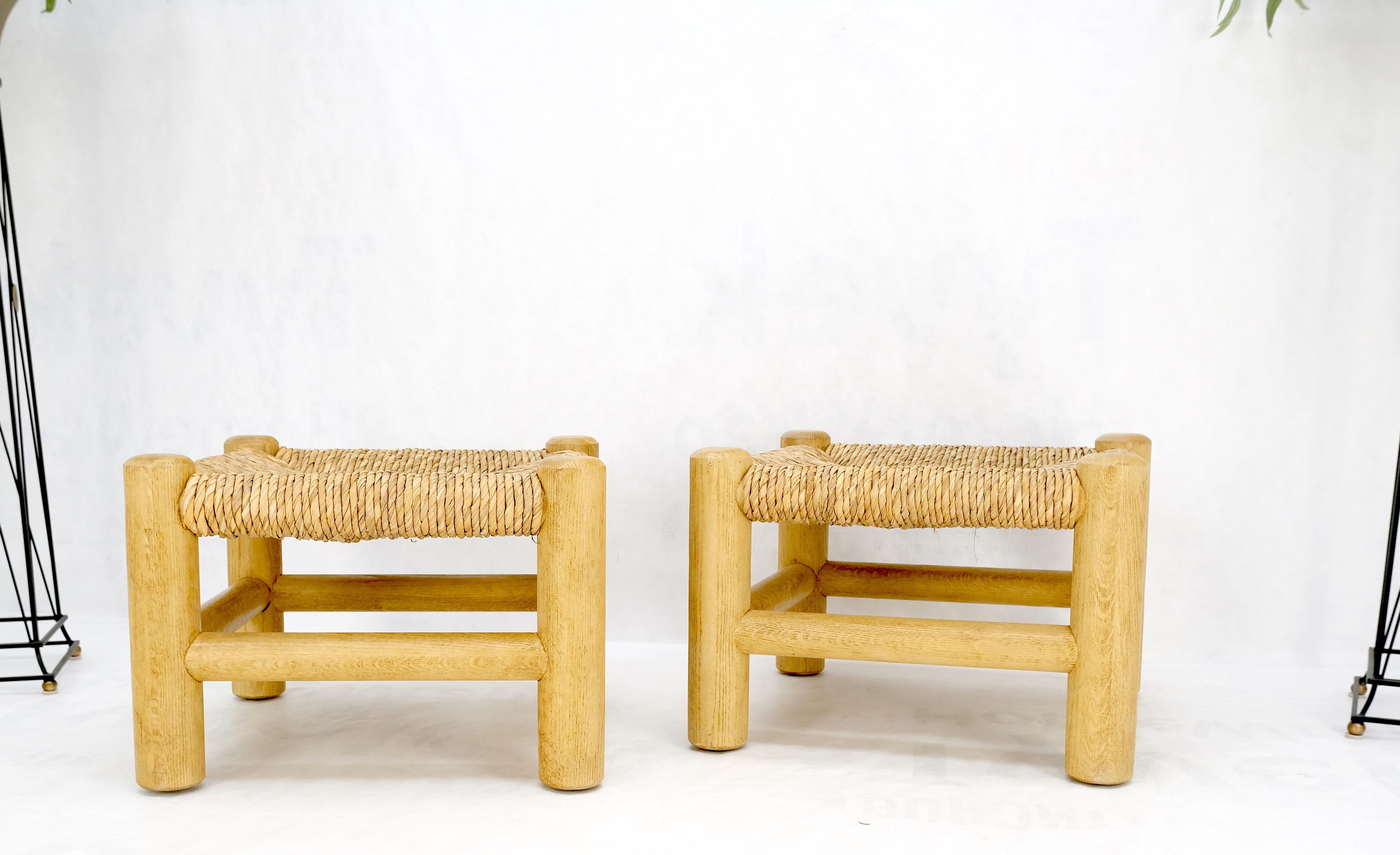 Pair of Heavy Thick Solid Chestnut Legs Rope Seats Benches Stools Mint! In Good Condition For Sale In Rockaway, NJ