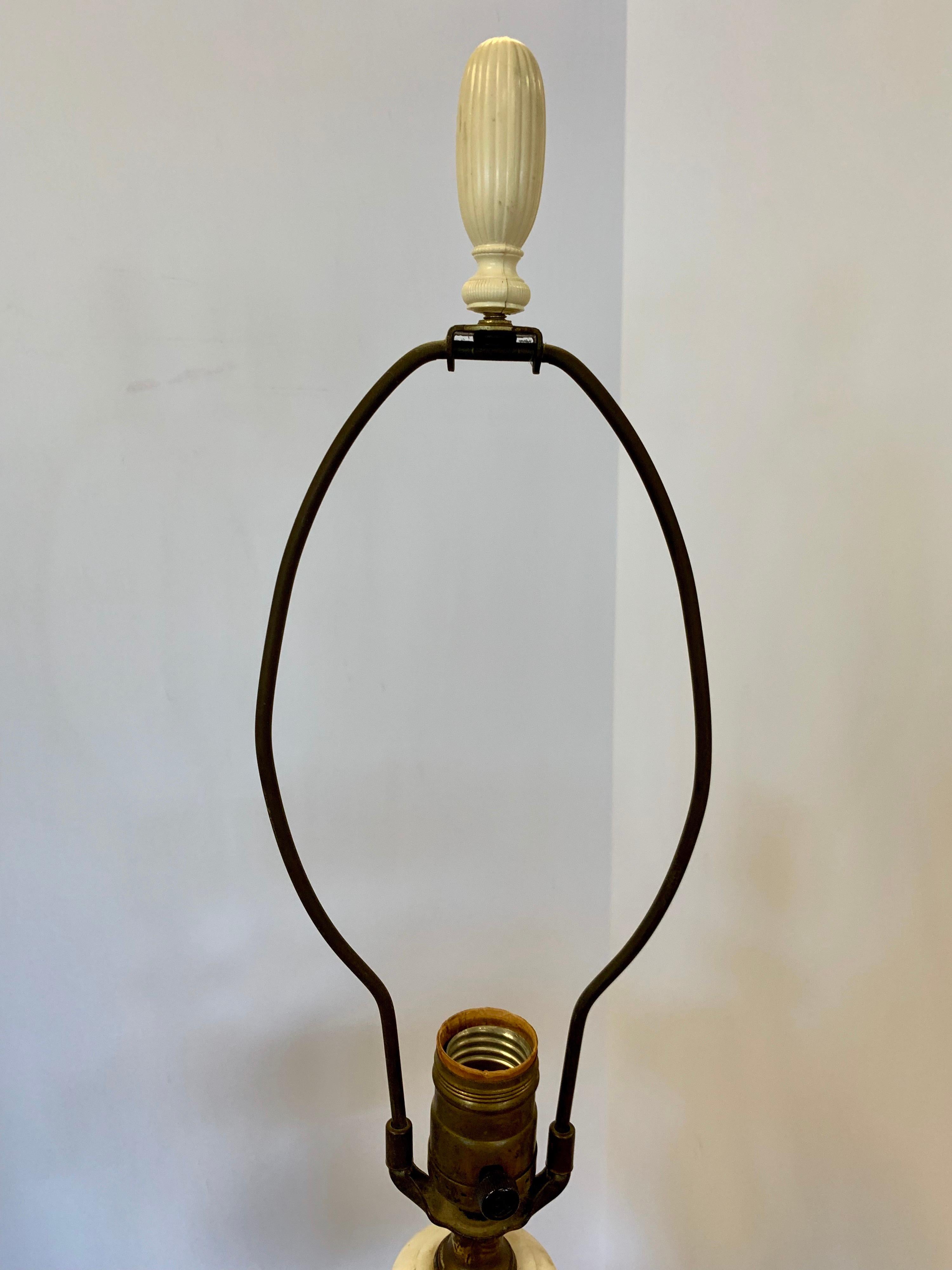 Pair of  Heavy Vintage Alabaster Lamps 7
