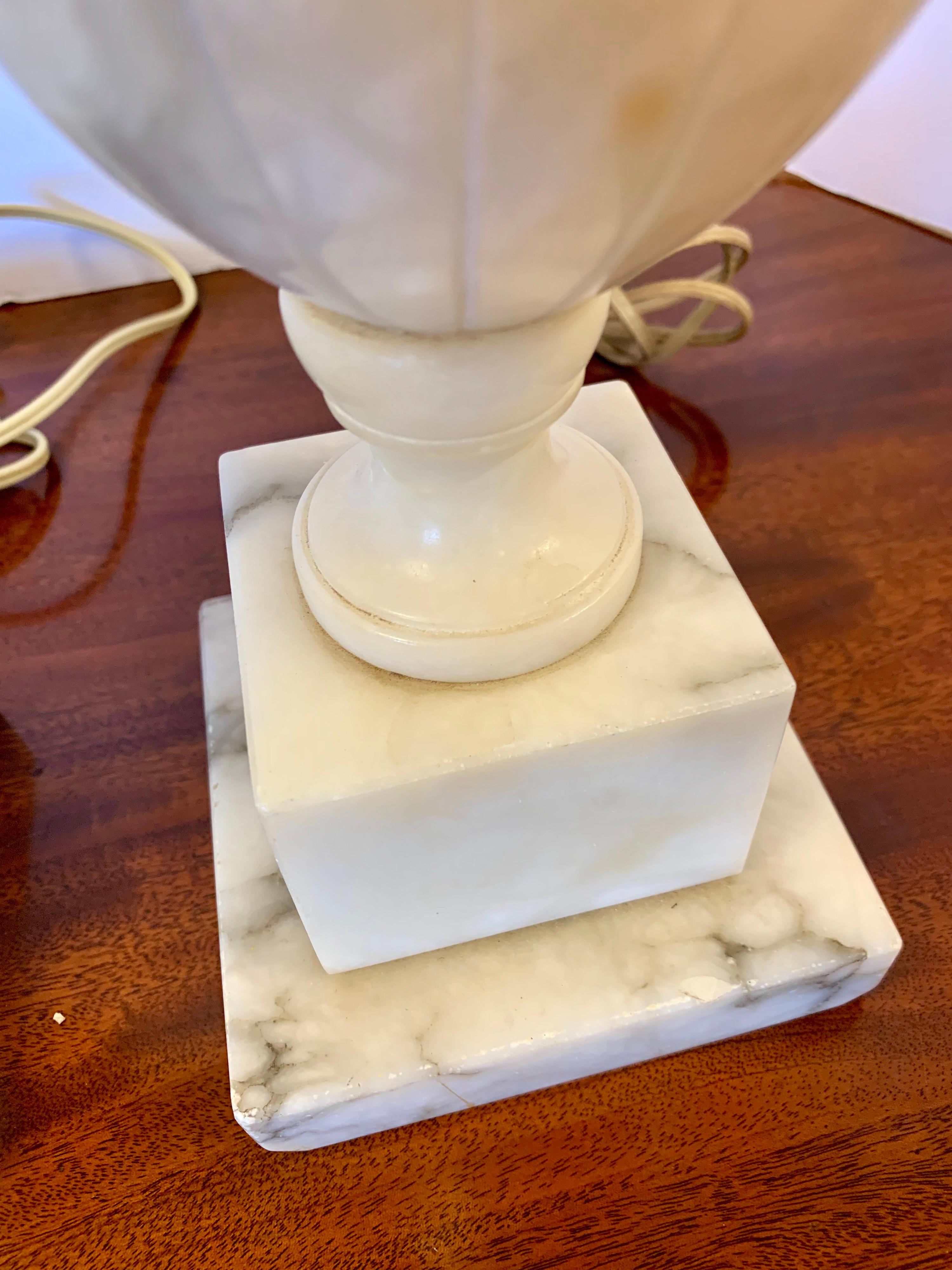 Pair of  Heavy Vintage Alabaster Lamps 2