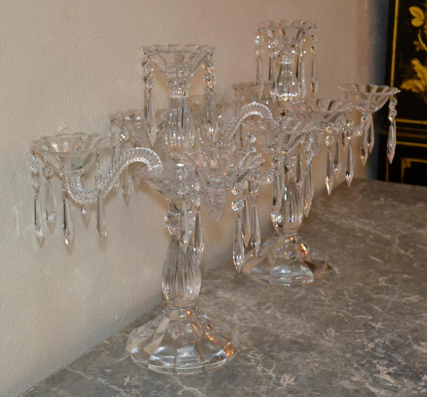 Crystal Pair of Heavy Waterford Style Candelabra