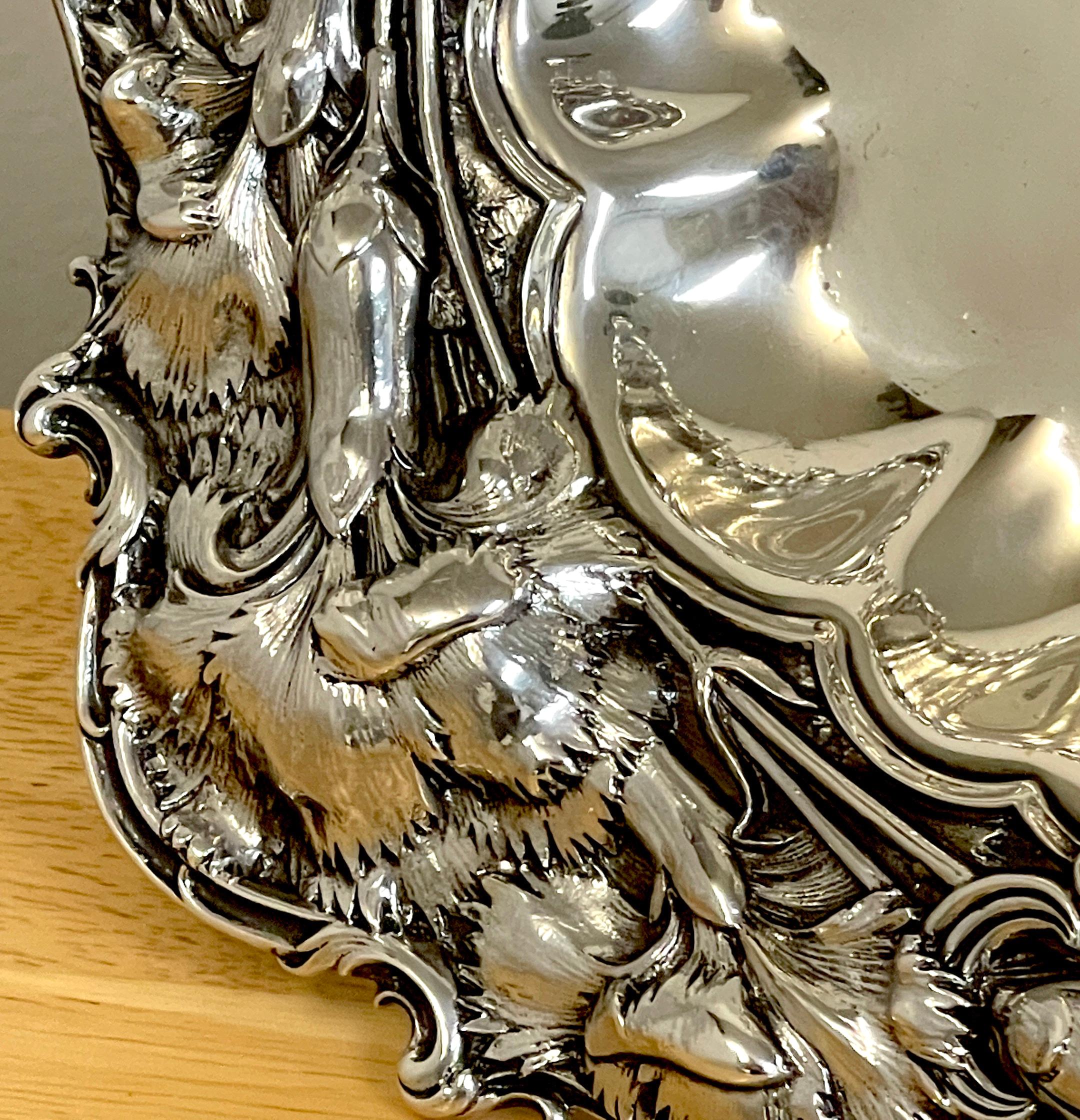 Pair of Heavy Whiting Sterling Iris Motif Compotes For Sale at 1stDibs