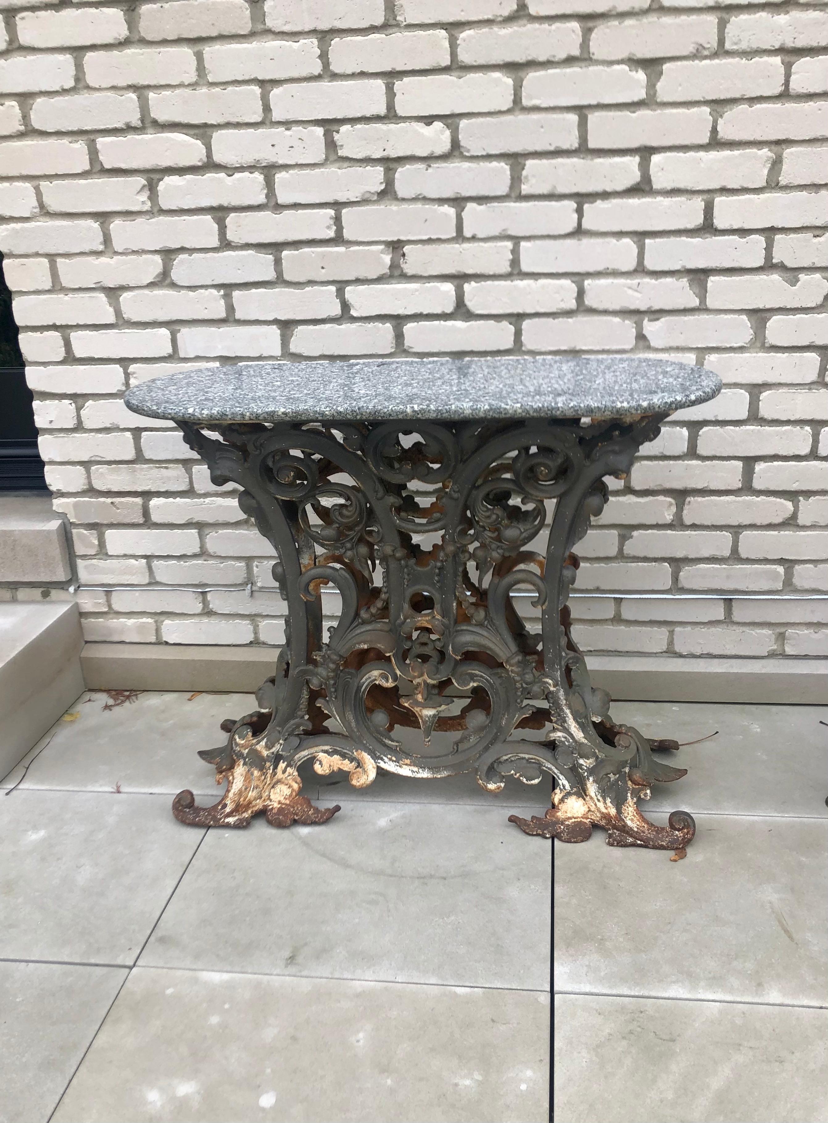 Pair of Heavy Wrought Iron Oval Console Tables, France, 1880 In Good Condition For Sale In Chicago, IL